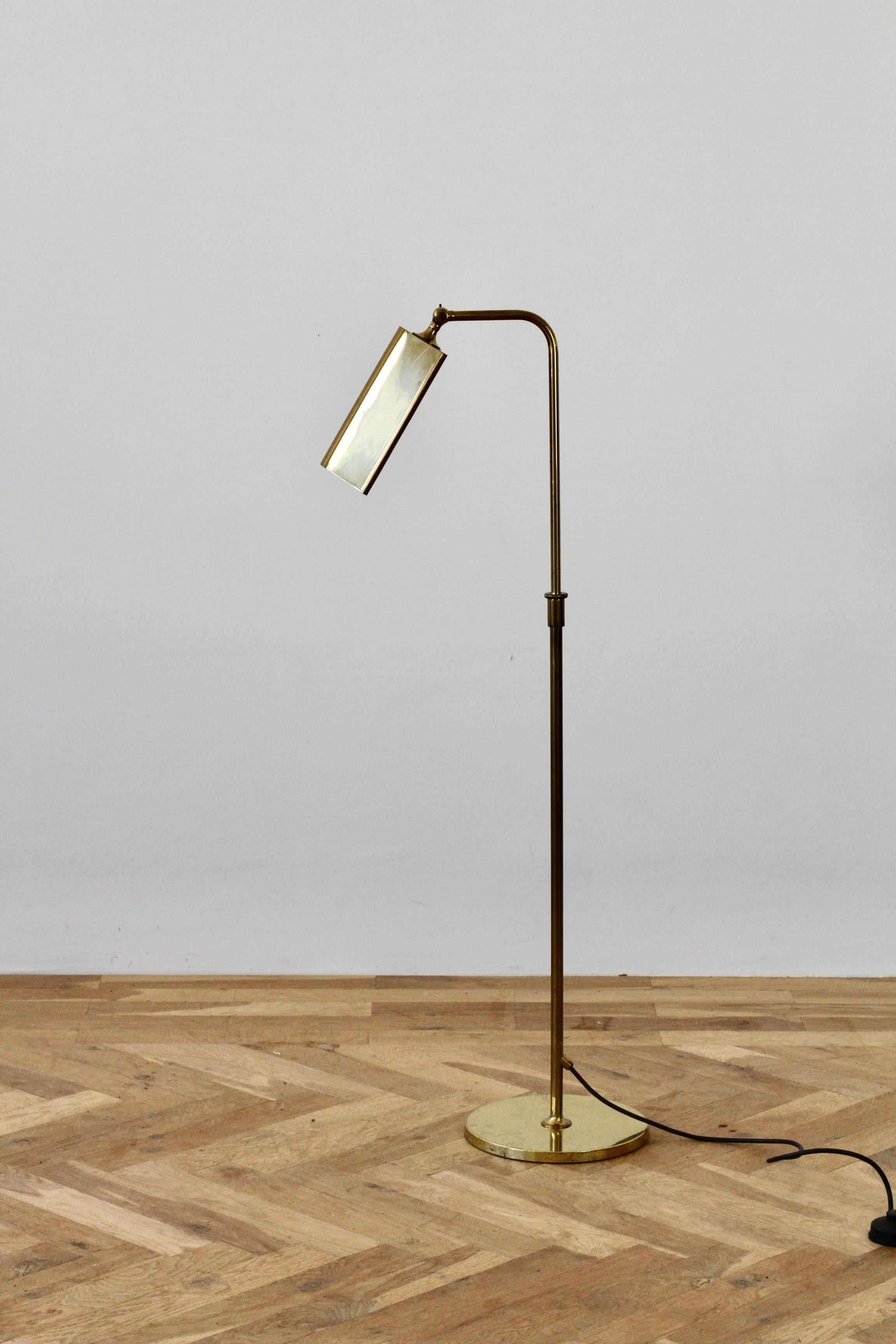 Late 20th Century Florian Schulz Midcentury Vintage Modernist Brass 1970s Adjustable Floor Lamp