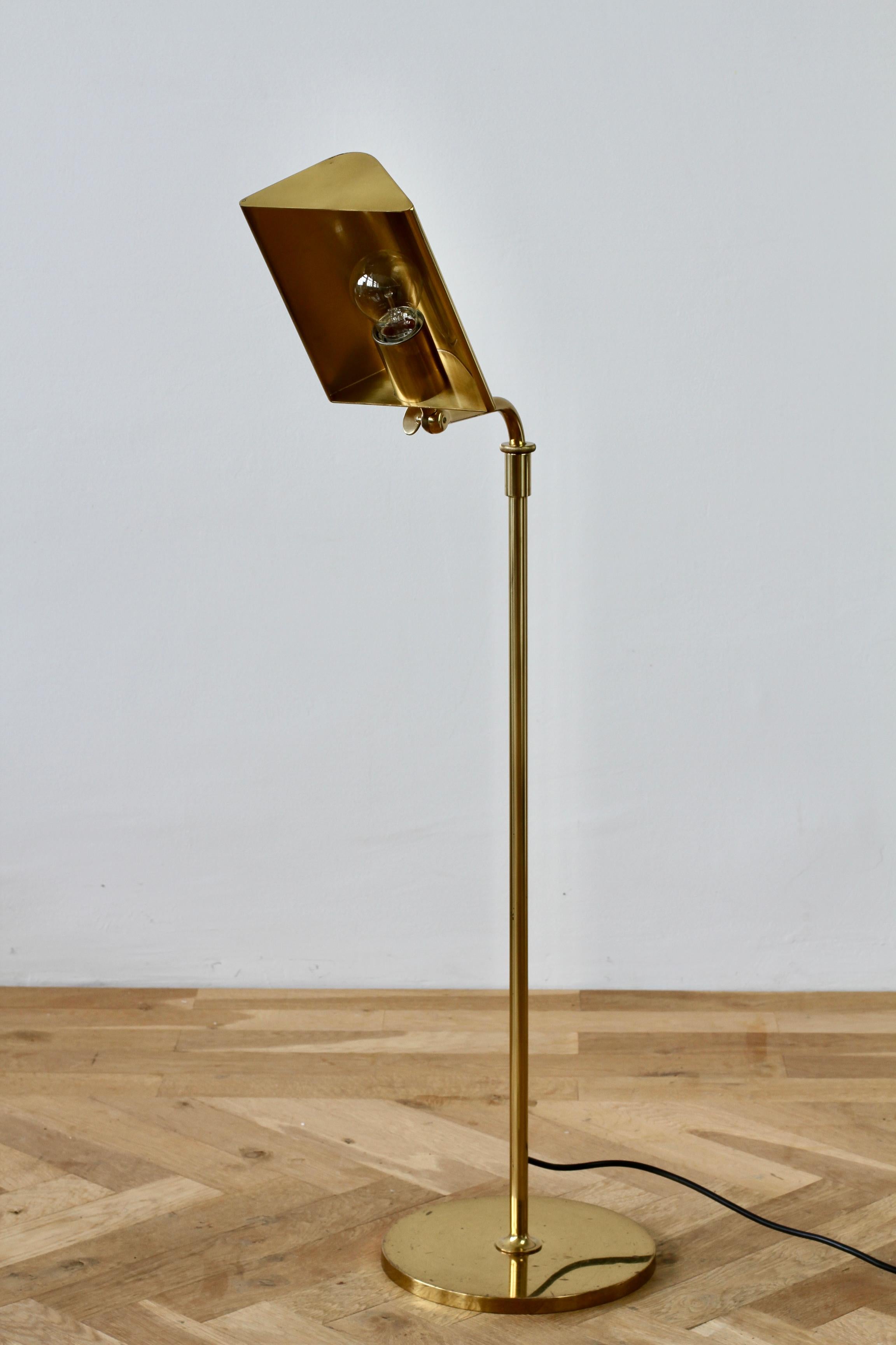 Florian Schulz Mid-Century Vintage Modernist Brass 1970s Adjustable Floor Lamp 1
