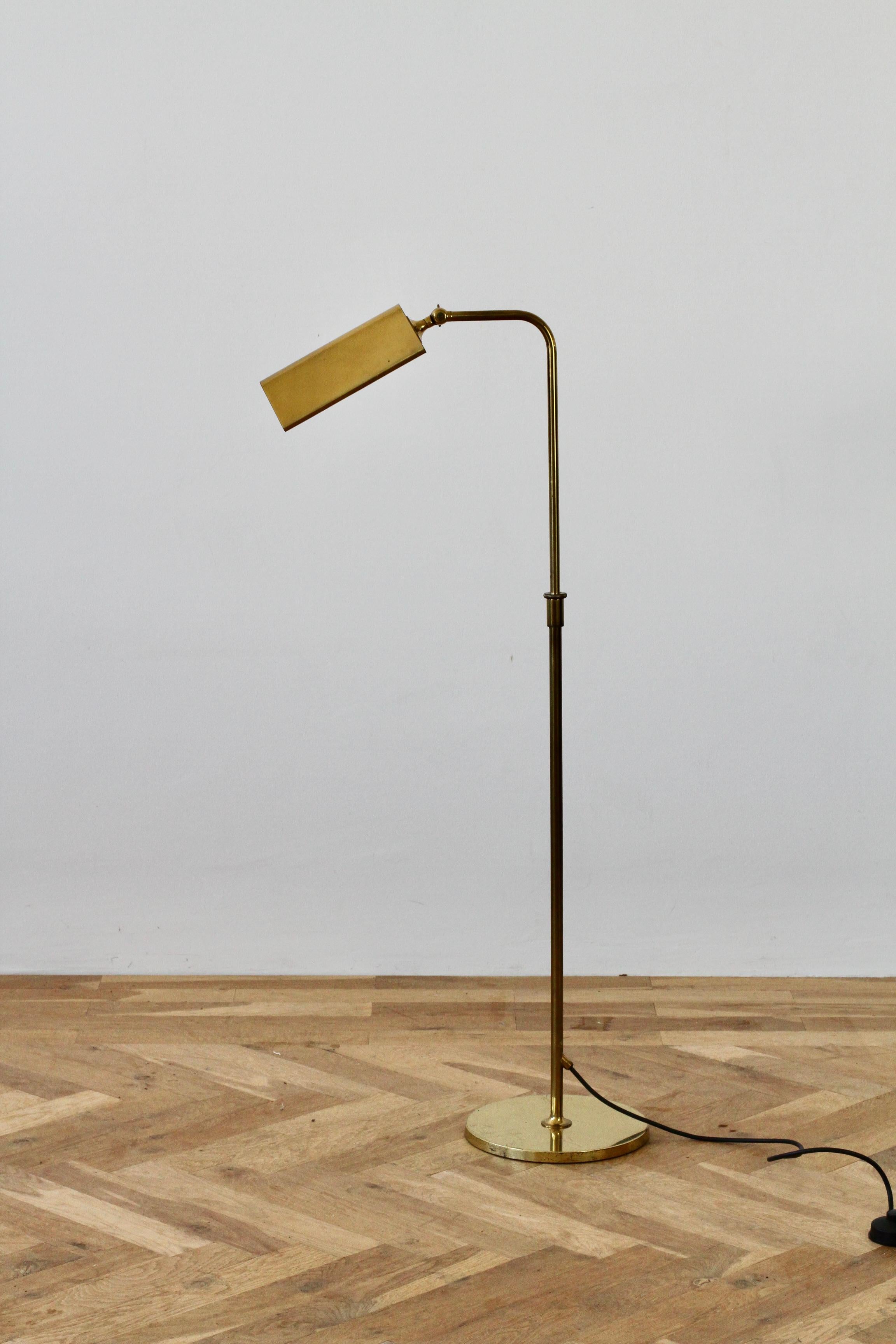 Metal Florian Schulz Midcentury Vintage Modernist Brass 1970s Adjustable Floor Lamp