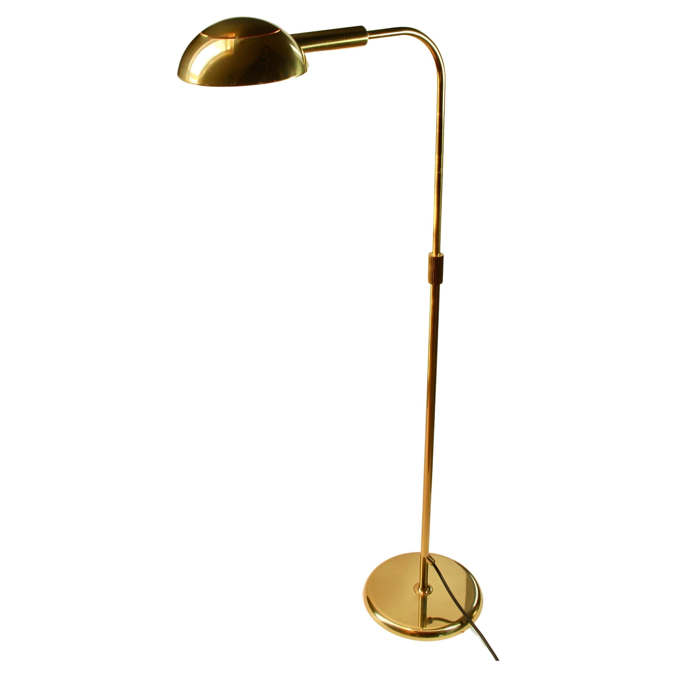 German Florian Schulz Mid-Century Vintage Modernist Brass 1970s Dimmable Floor Lamp For Sale
