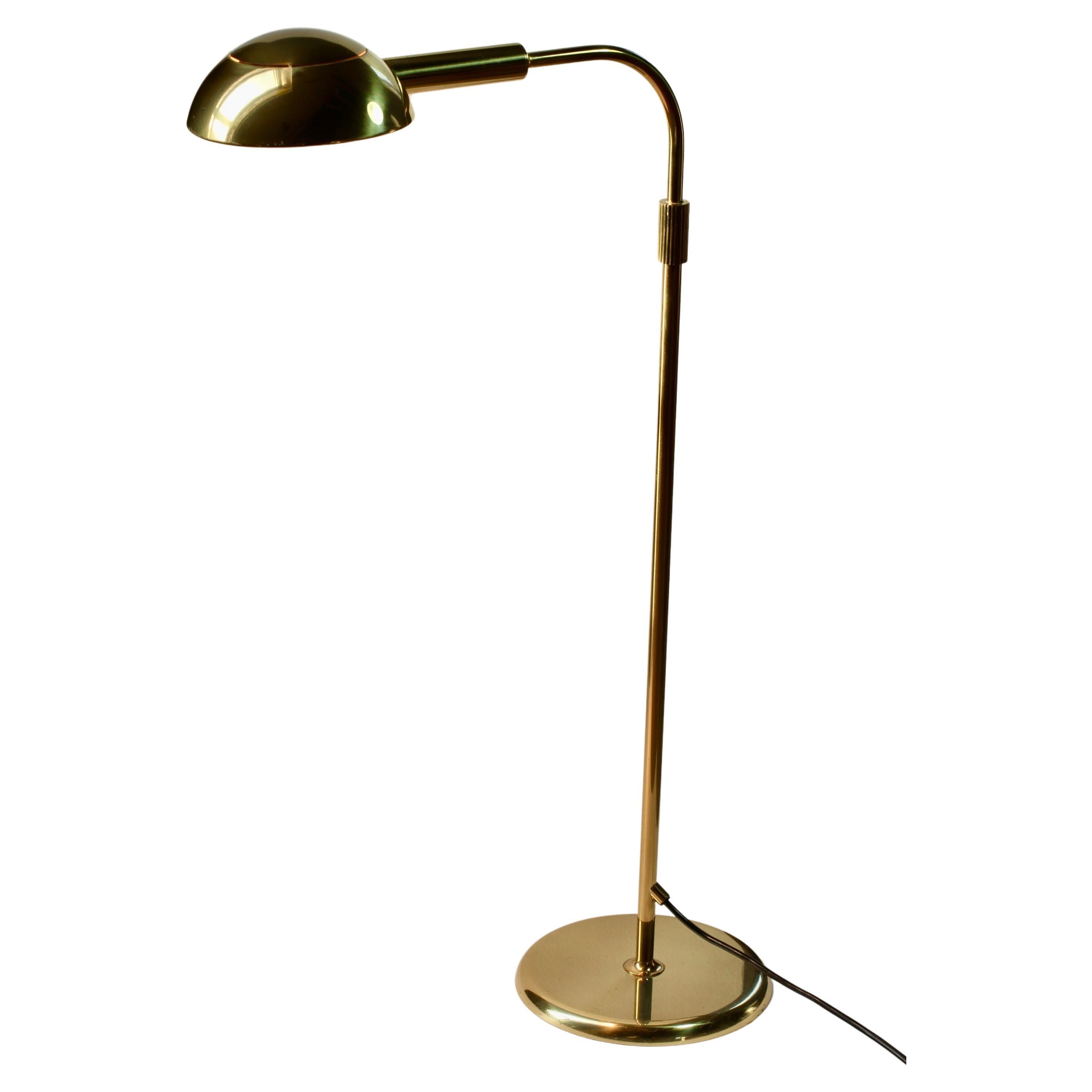 Polished Florian Schulz Mid-Century Vintage Modernist Brass 1970s Dimmable Floor Lamp For Sale