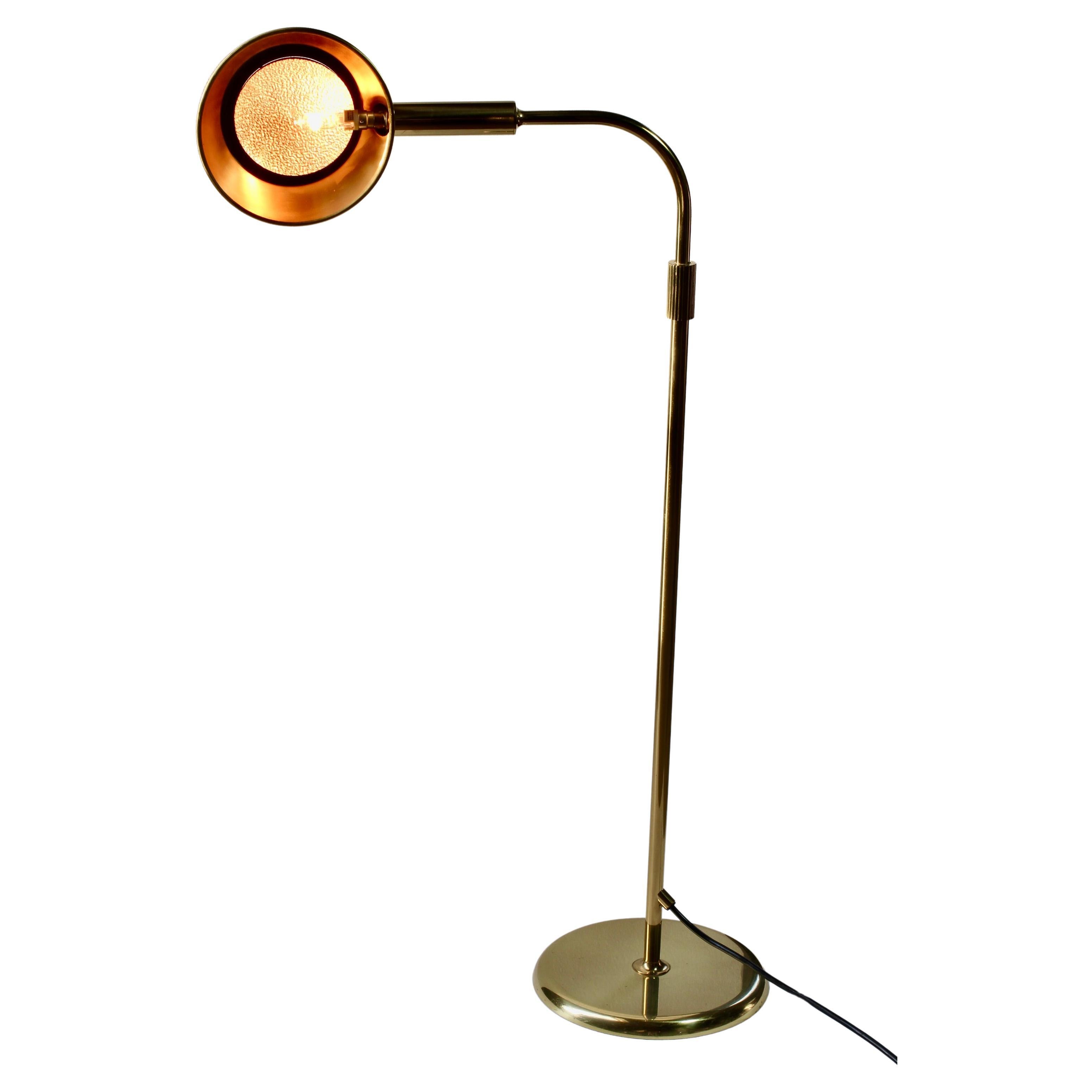 Metal Florian Schulz Mid-Century Vintage Modernist Brass 1970s Dimmable Floor Lamp For Sale