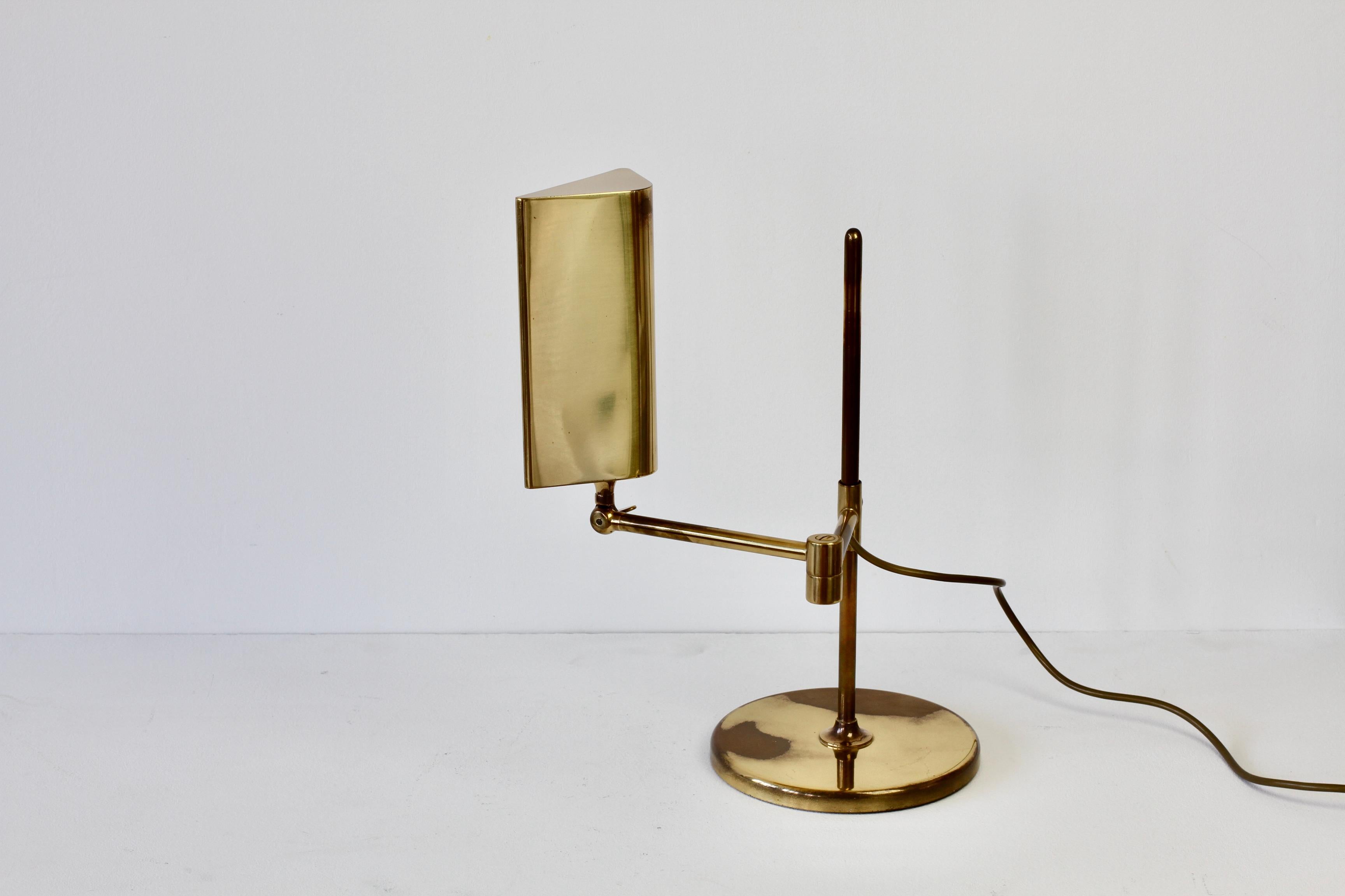 Metal Florian Schulz Mid-Century Vintage Modernist Brass Adjustable Table Lamp c.1970 For Sale