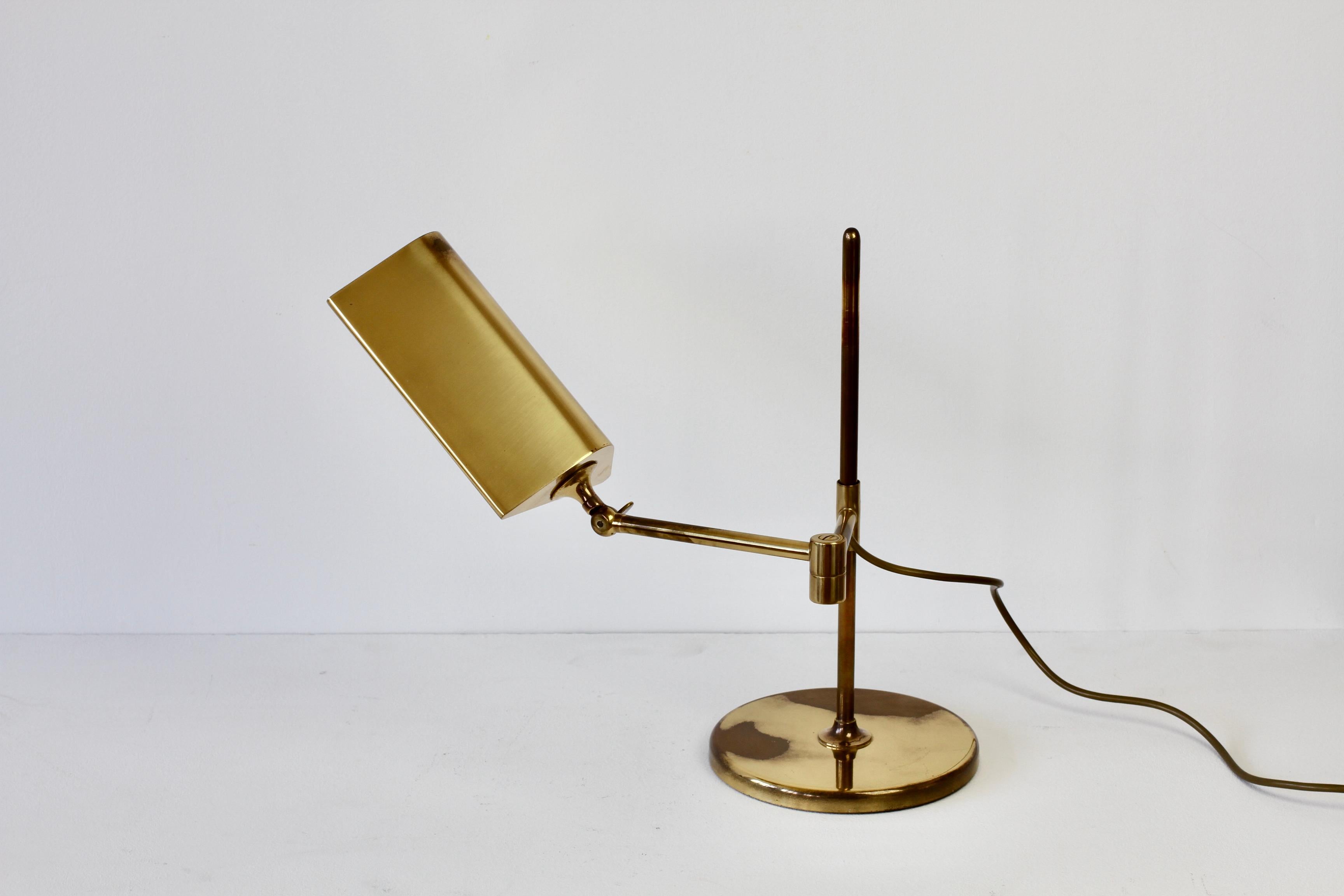 Florian Schulz Mid-Century Vintage Modernist Brass Adjustable Table Lamp c.1970 For Sale 1