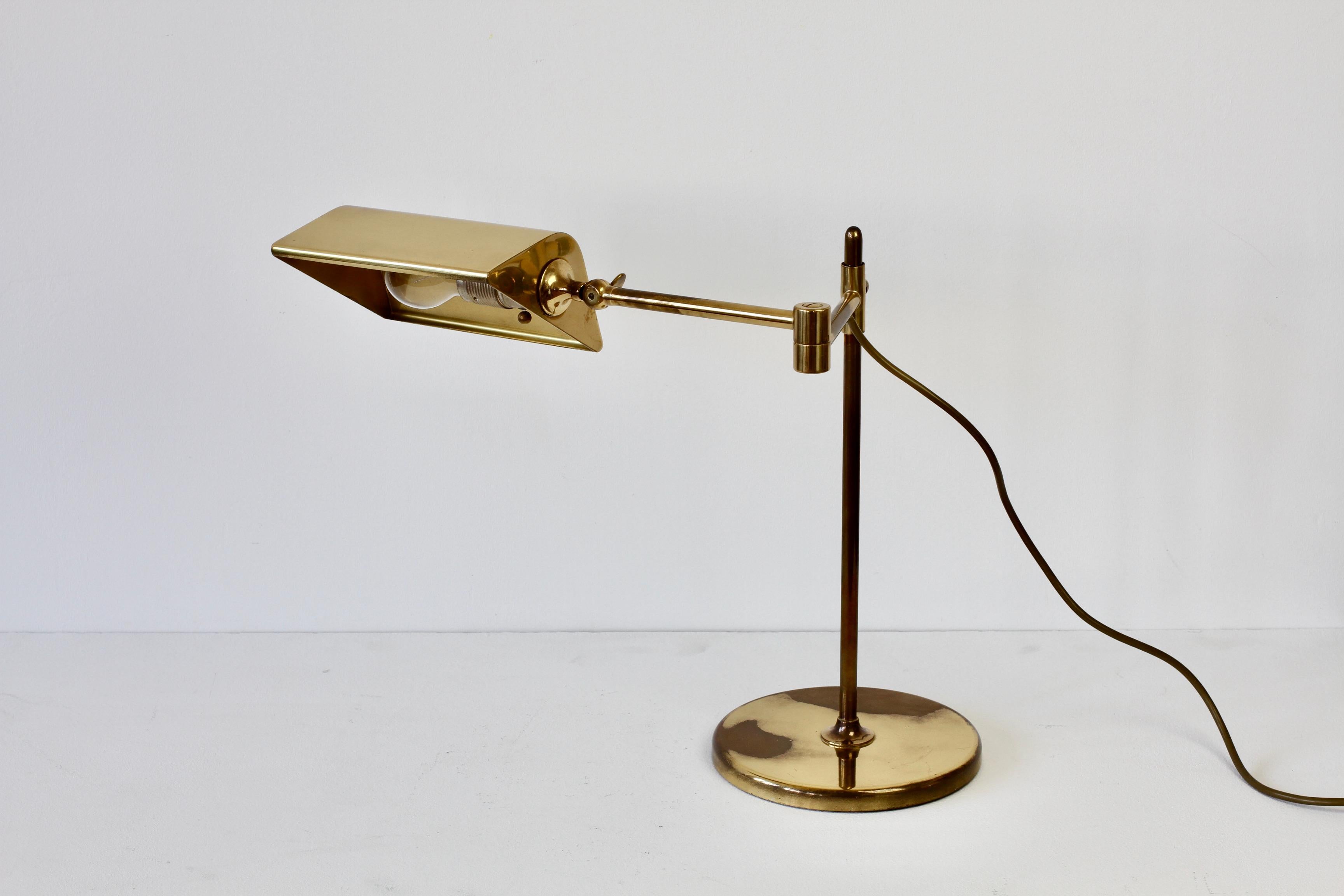 German Florian Schulz Mid-Century Vintage Modernist Brass Adjustable Table Lamp c.1970 For Sale