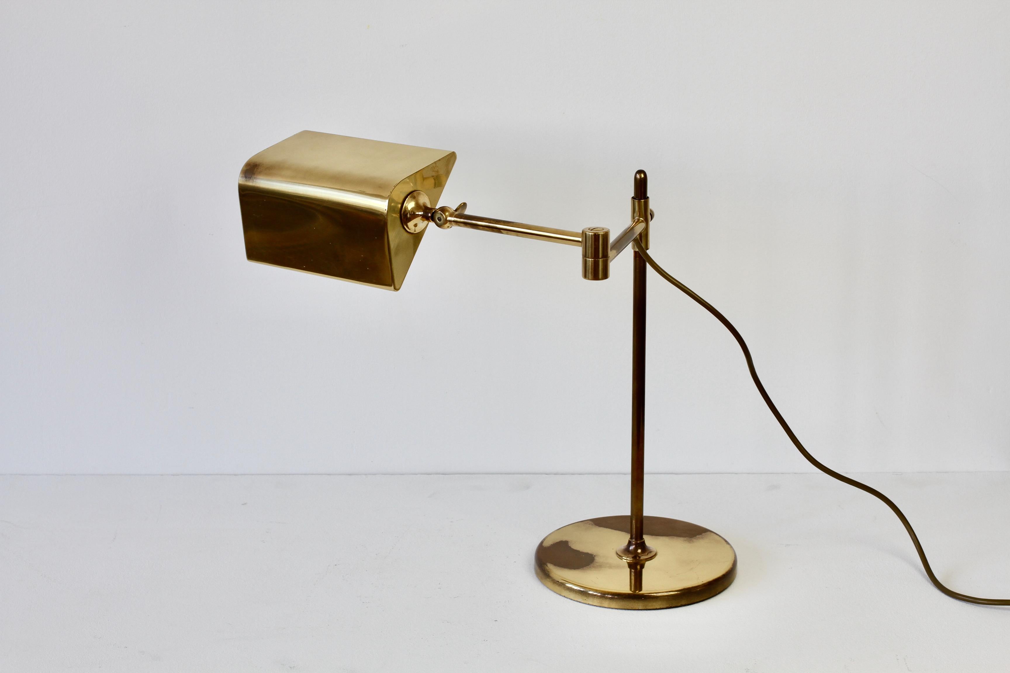 Lacquered Florian Schulz Mid-Century Vintage Modernist Brass Adjustable Table Lamp c.1970 For Sale