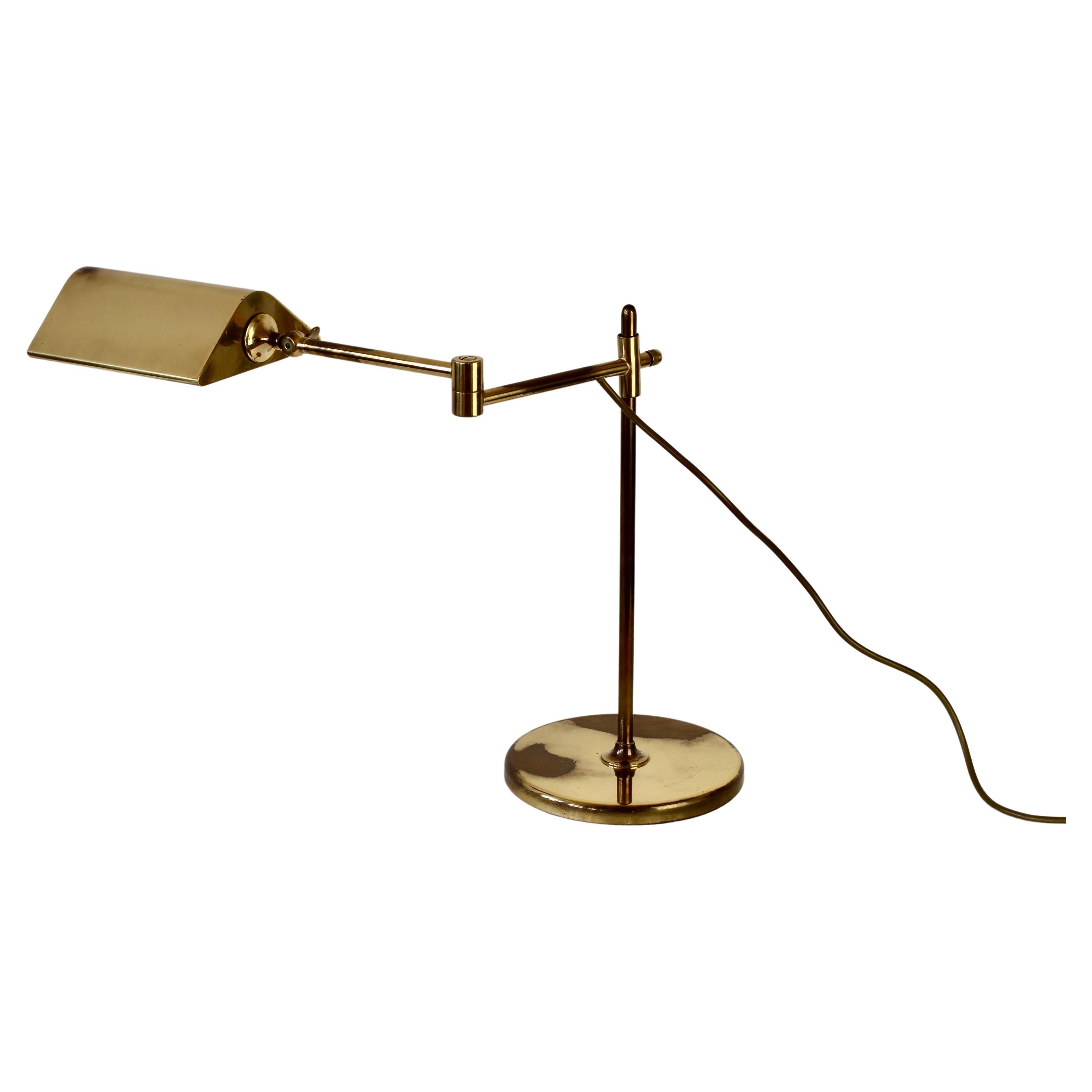 Florian Schulz Mid-Century Vintage Modernist Brass Adjustable Table Lamp c.1970 For Sale