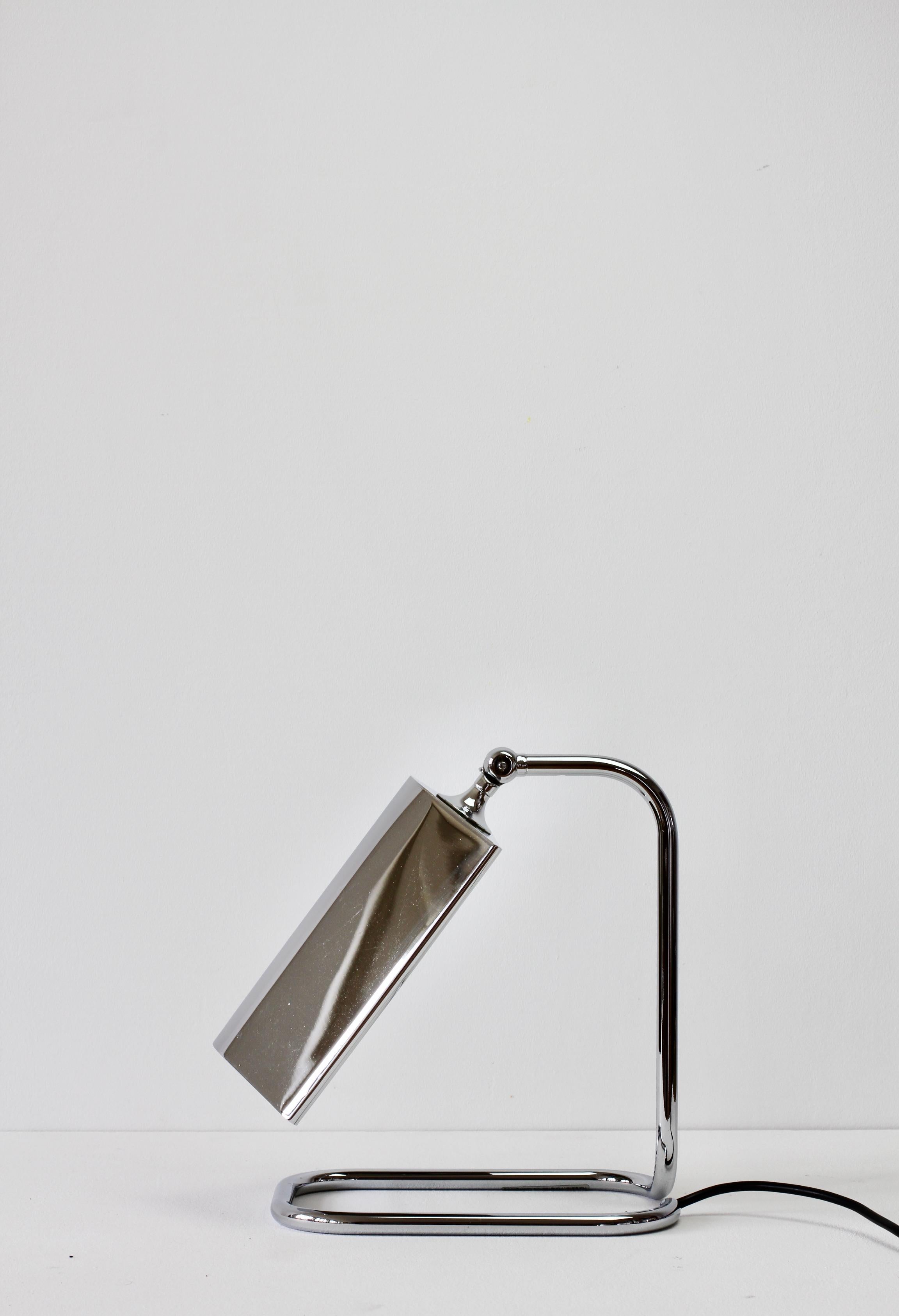 Florian Schulz Mid-Century Vintage Modernist Chrome 1990s Adjustable Table Lamp For Sale 2