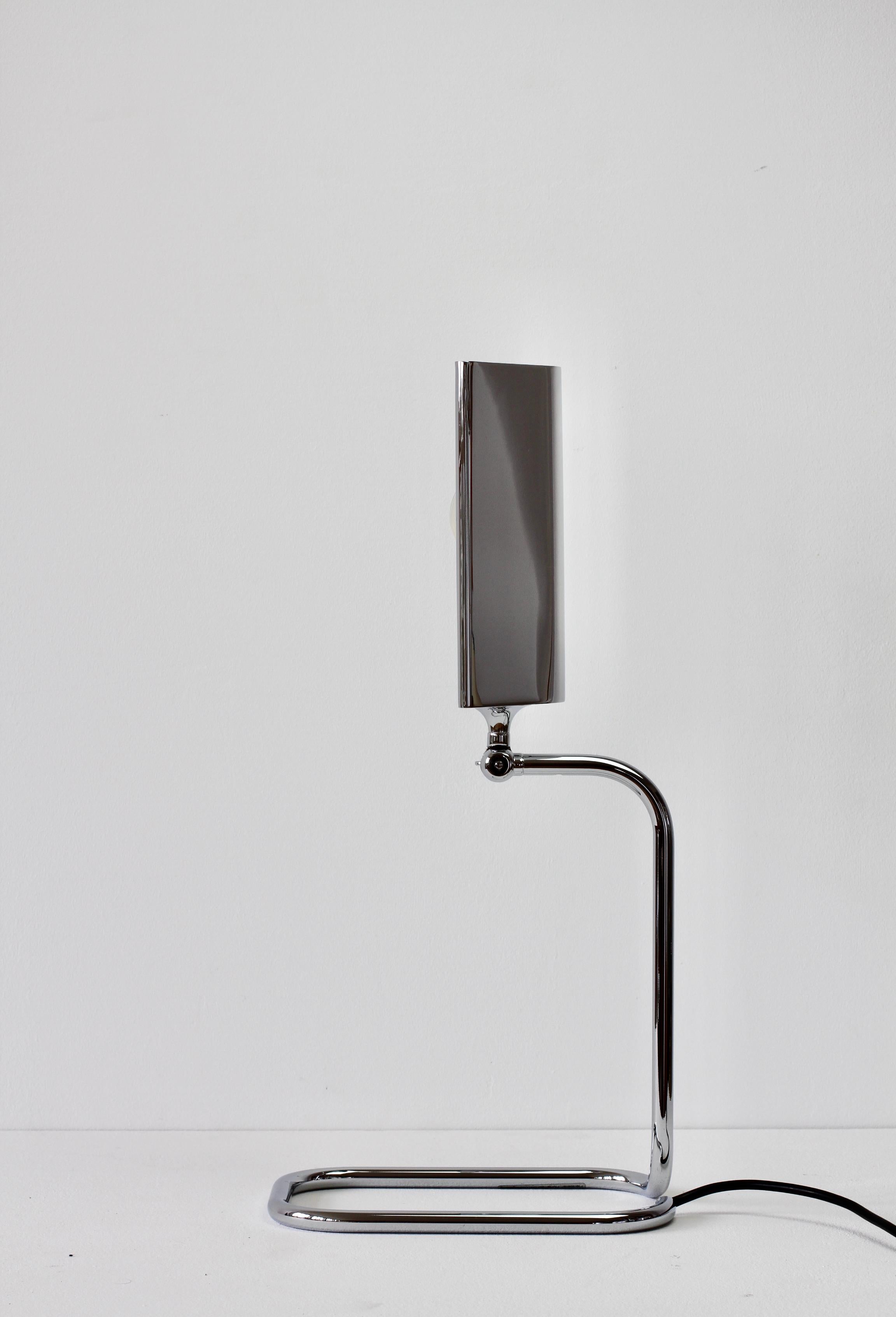 Florian Schulz Mid-Century Vintage Modernist Chrome 1990s Adjustable Table Lamp For Sale 6