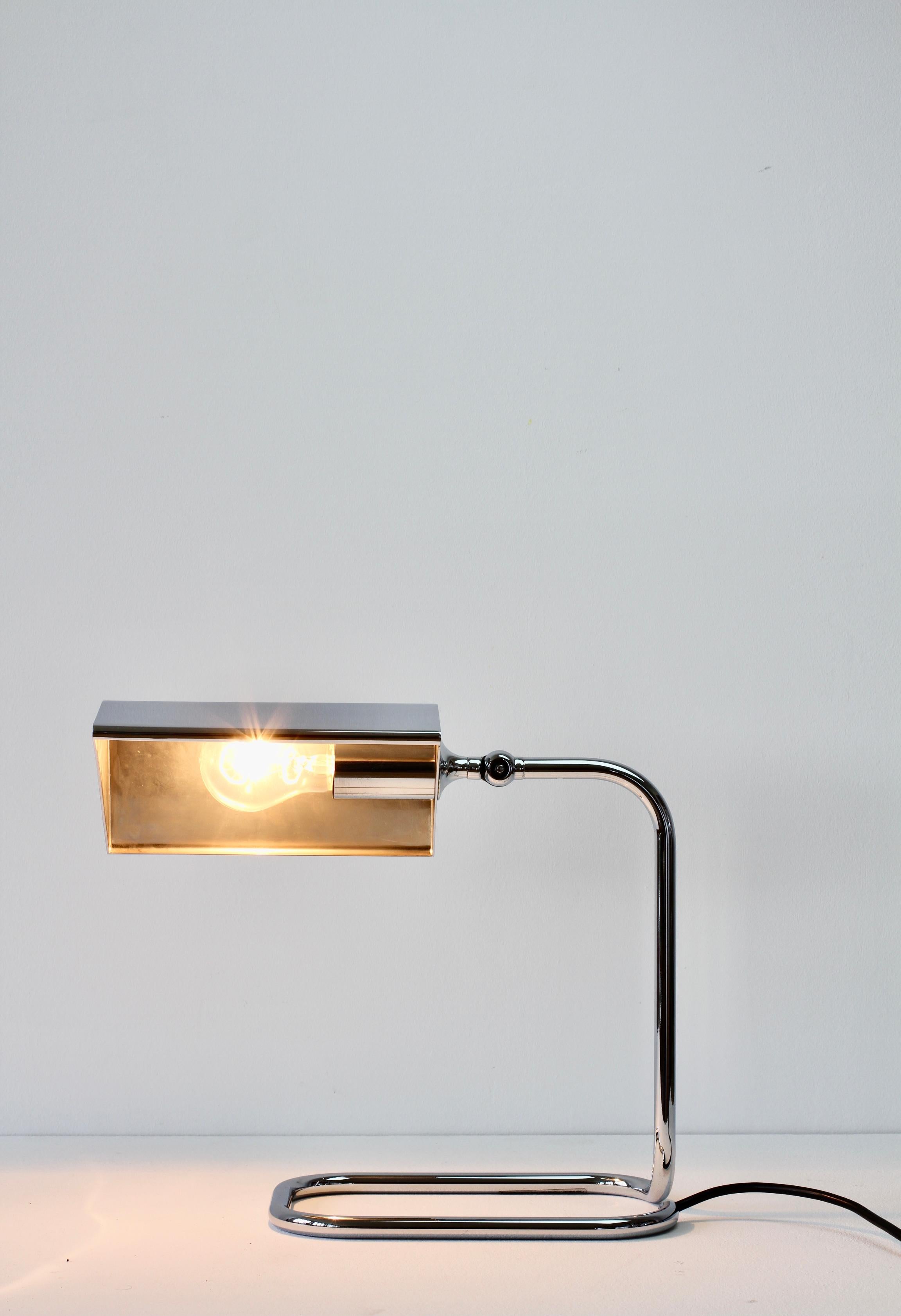 Florian Schulz Mid-Century Vintage Modernist Chrome 1990s Adjustable Table Lamp For Sale 8