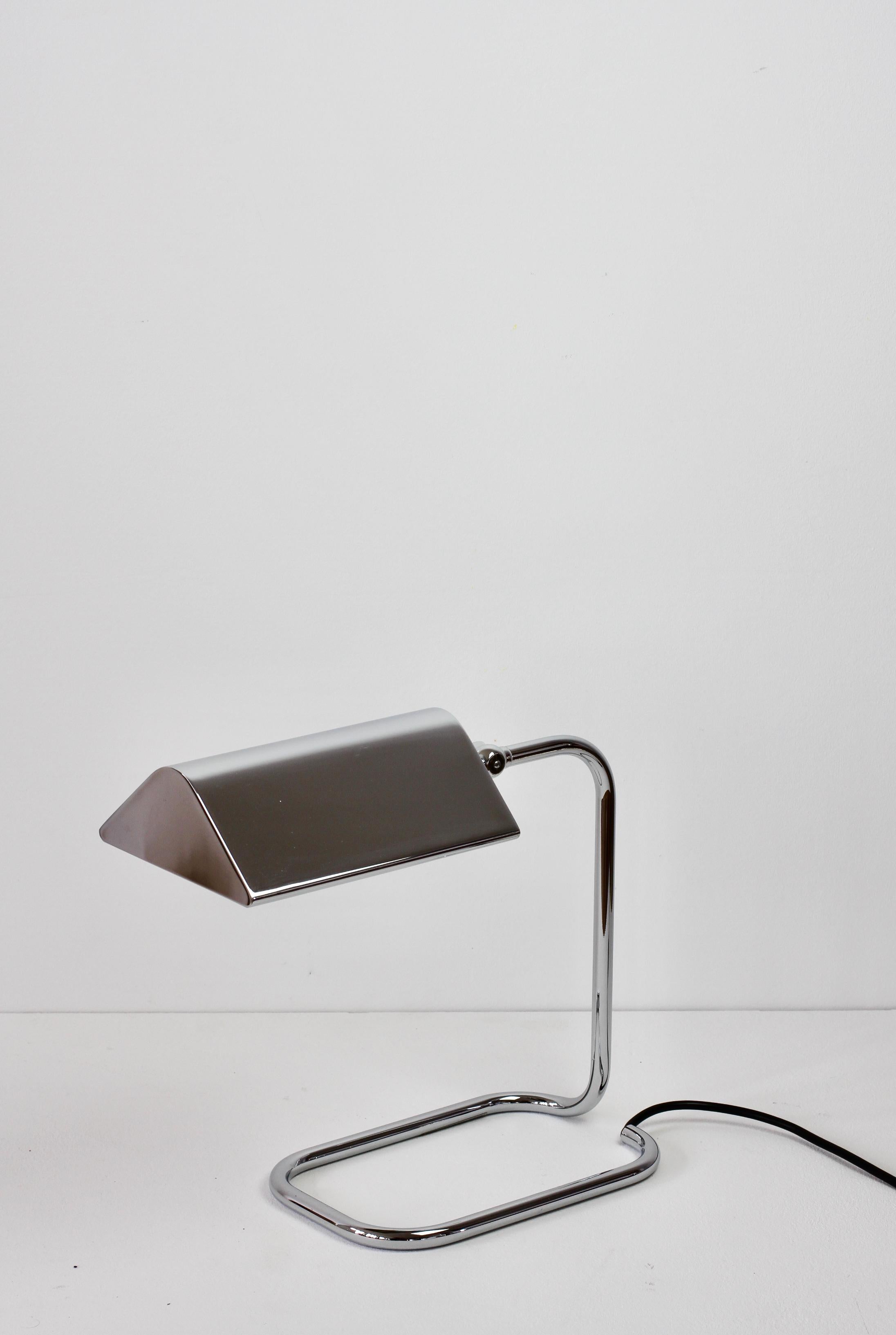Mid-Century Modern Florian Schulz Mid-Century Vintage Modernist Chrome 1990s Adjustable Table Lamp For Sale