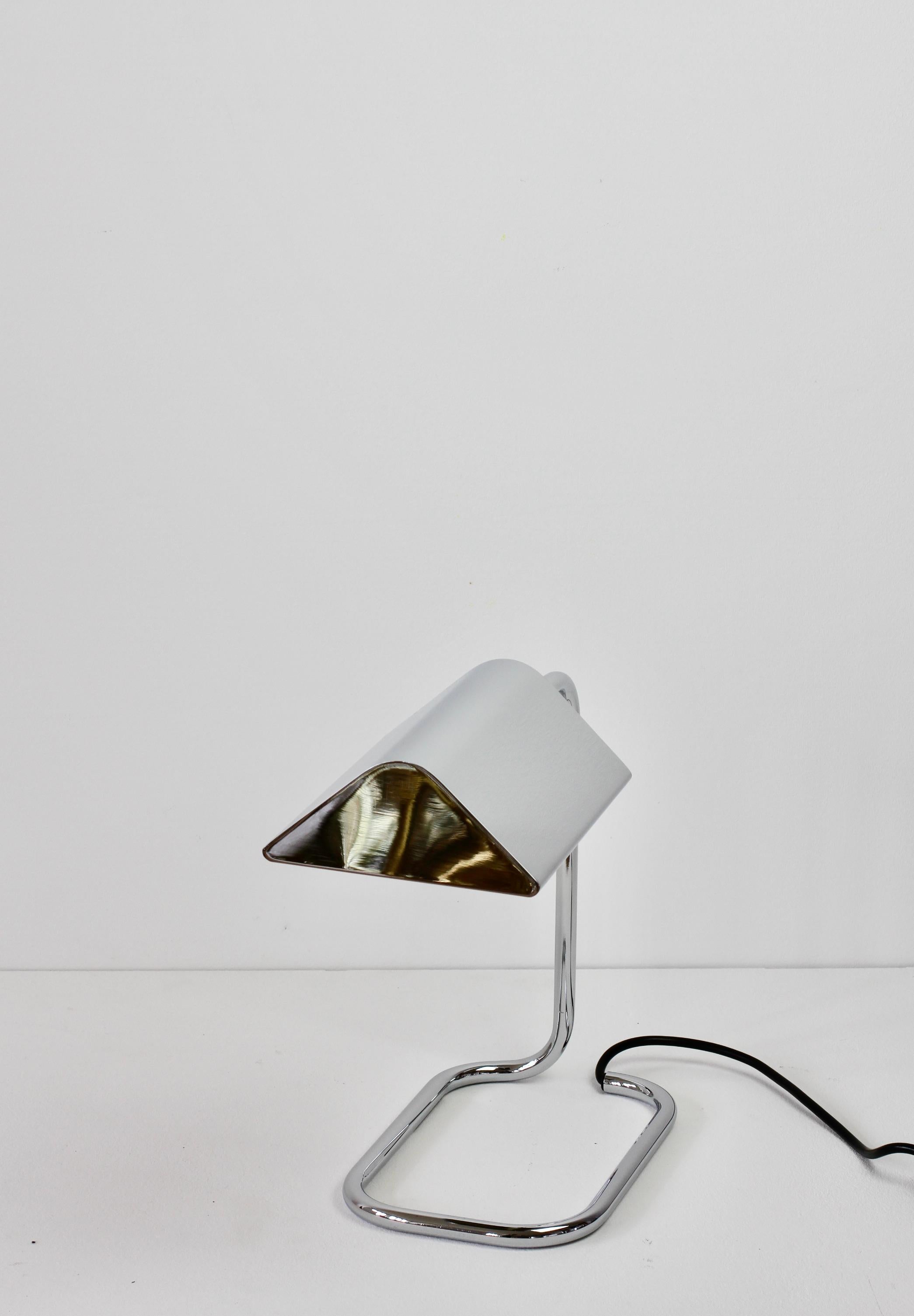 German Florian Schulz Mid-Century Vintage Modernist Chrome 1990s Adjustable Table Lamp For Sale