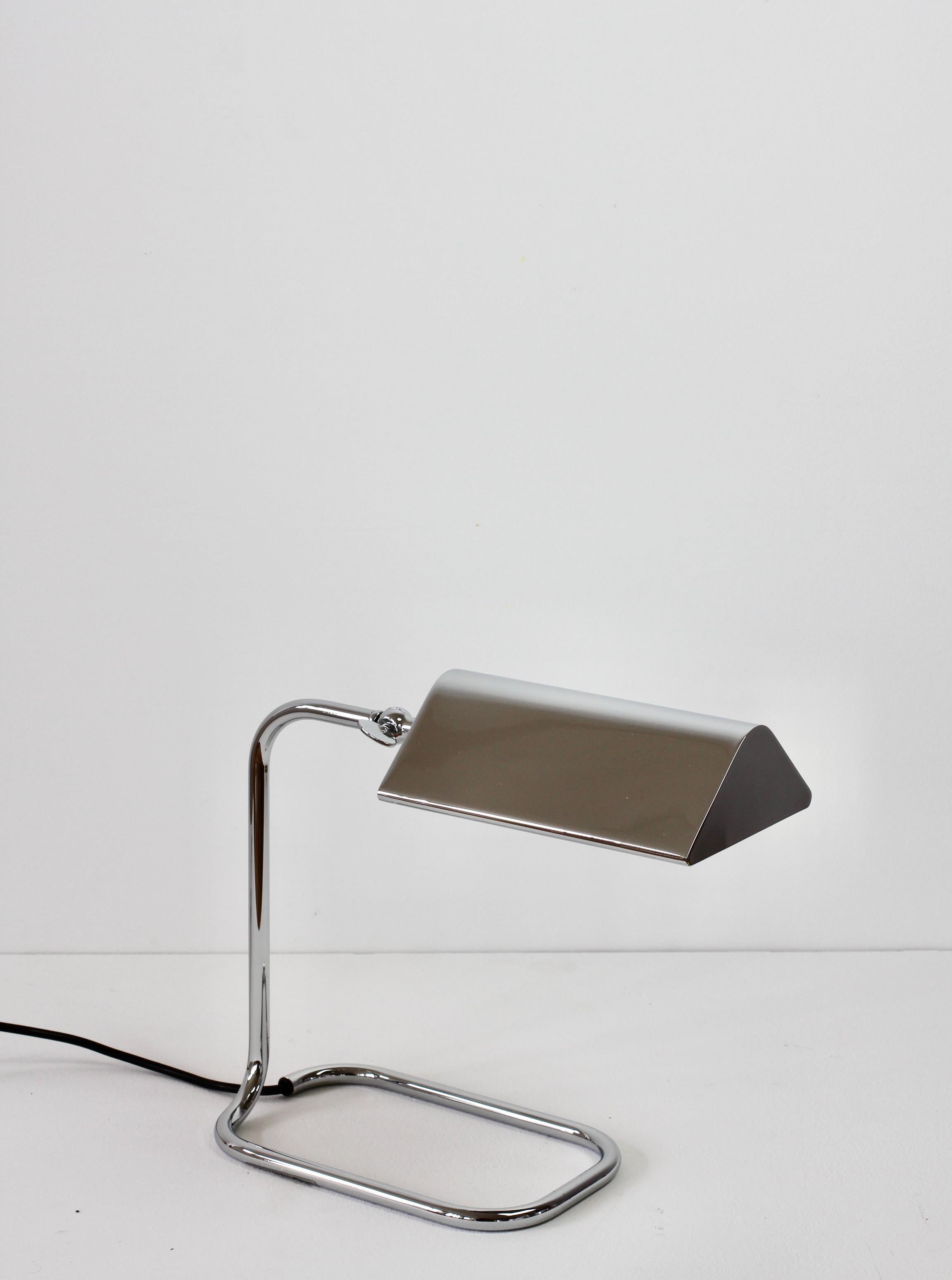Lacquered Florian Schulz Mid-Century Vintage Modernist Chrome 1990s Adjustable Table Lamp For Sale