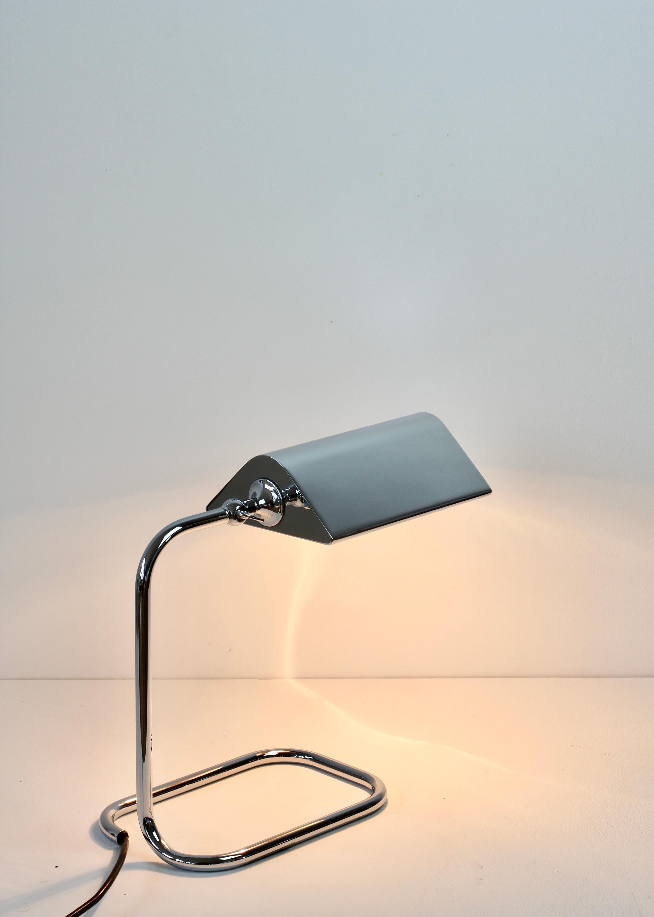 Metal Florian Schulz Mid-Century Vintage Modernist Chrome 1990s Adjustable Table Lamp For Sale