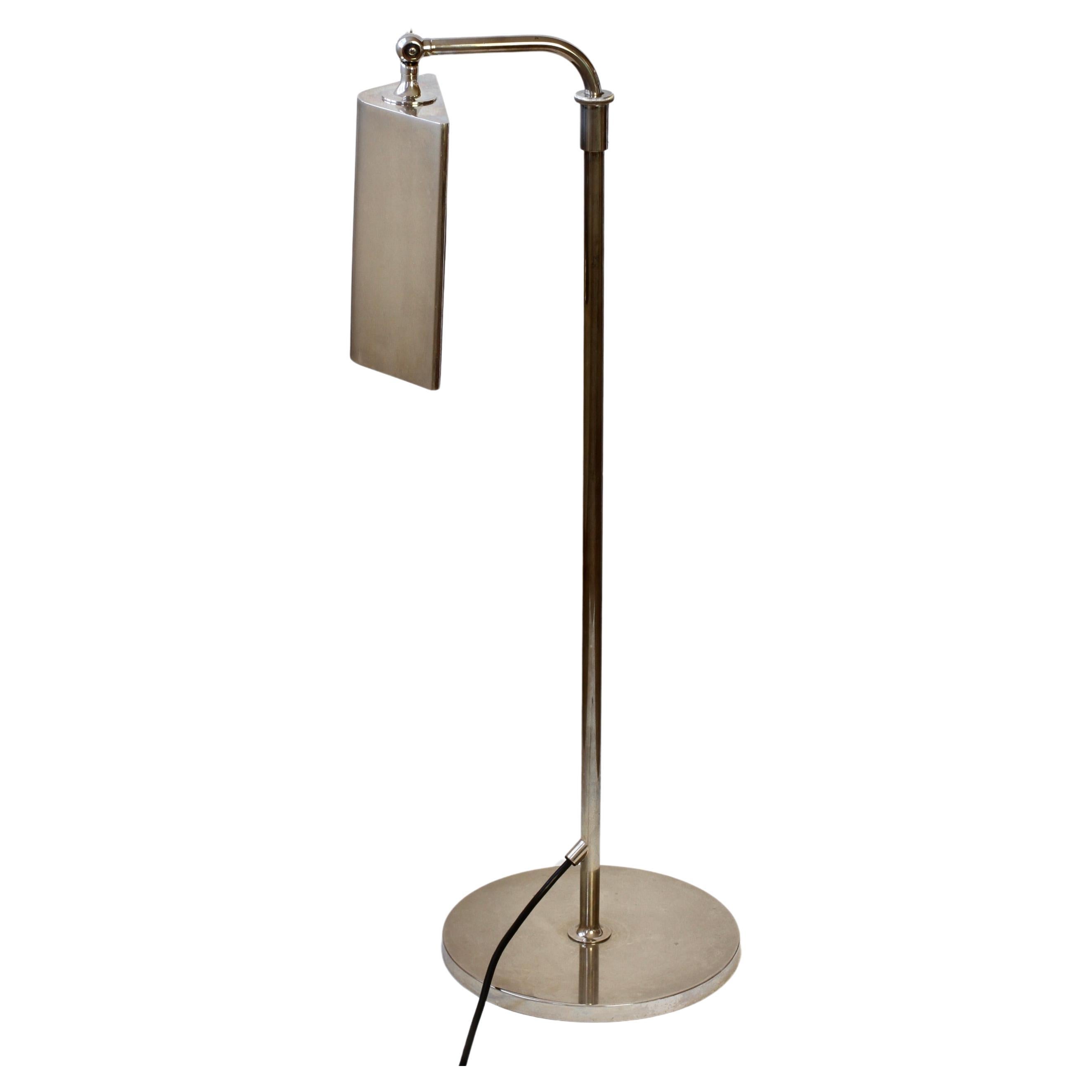 Florian Schulz Mid-Century Vintage Modernist Nickel Adjustable Floor Lamp Light For Sale 1