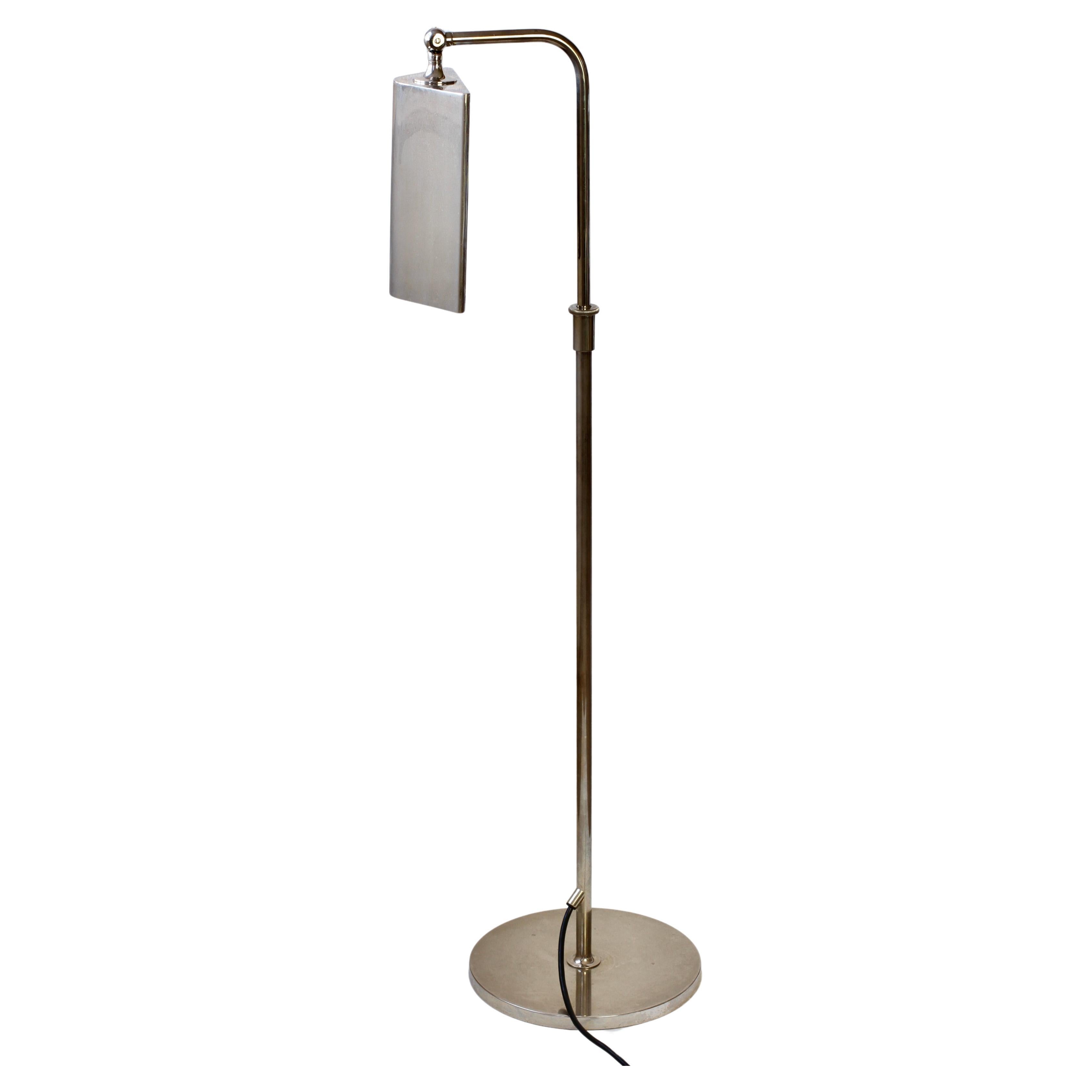 Florian Schulz Mid-Century Vintage Modernist Nickel Adjustable Floor Lamp Light For Sale 2