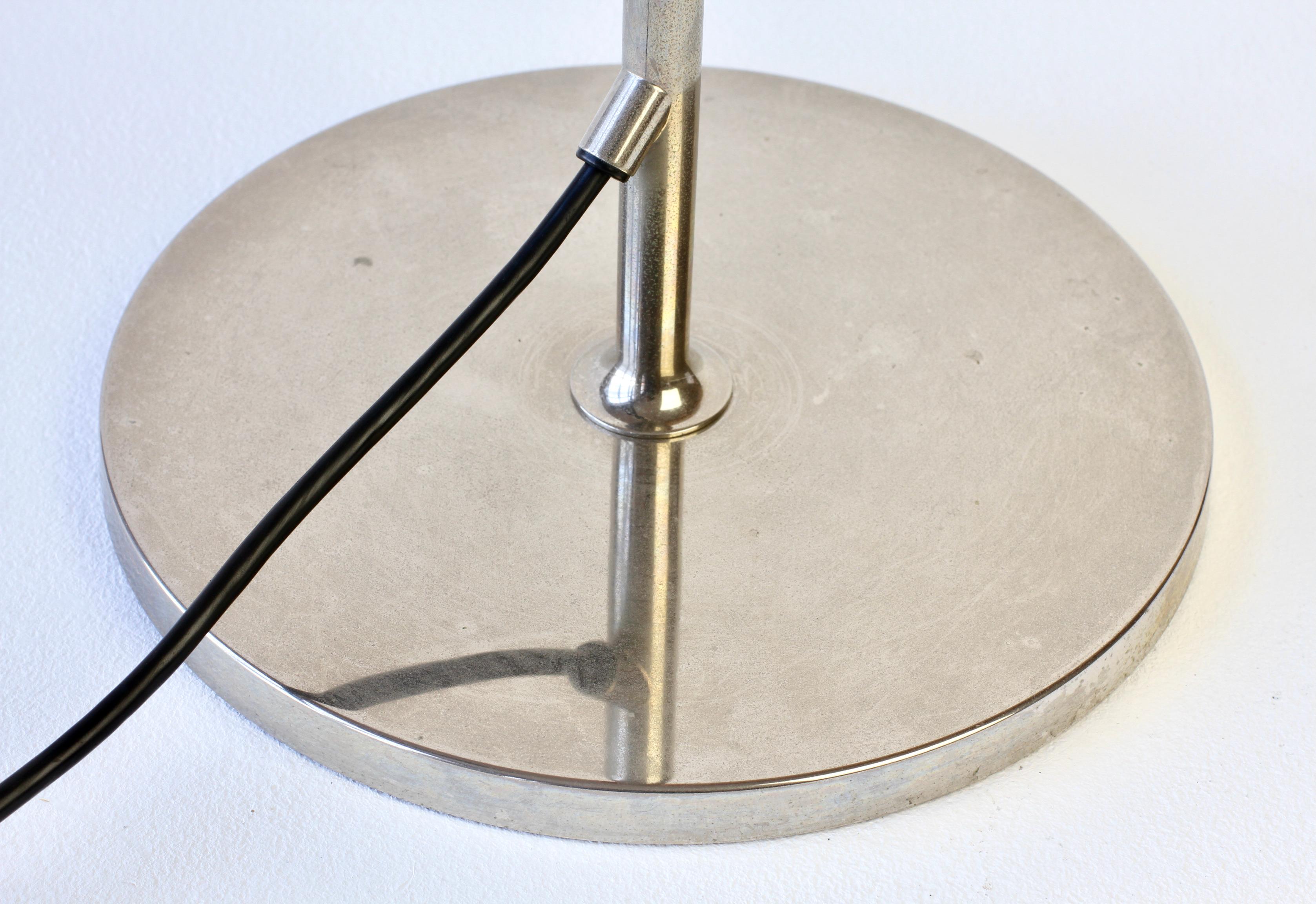 Florian Schulz Mid-Century Vintage Modernist Nickel Adjustable Floor Lamp Light For Sale 4