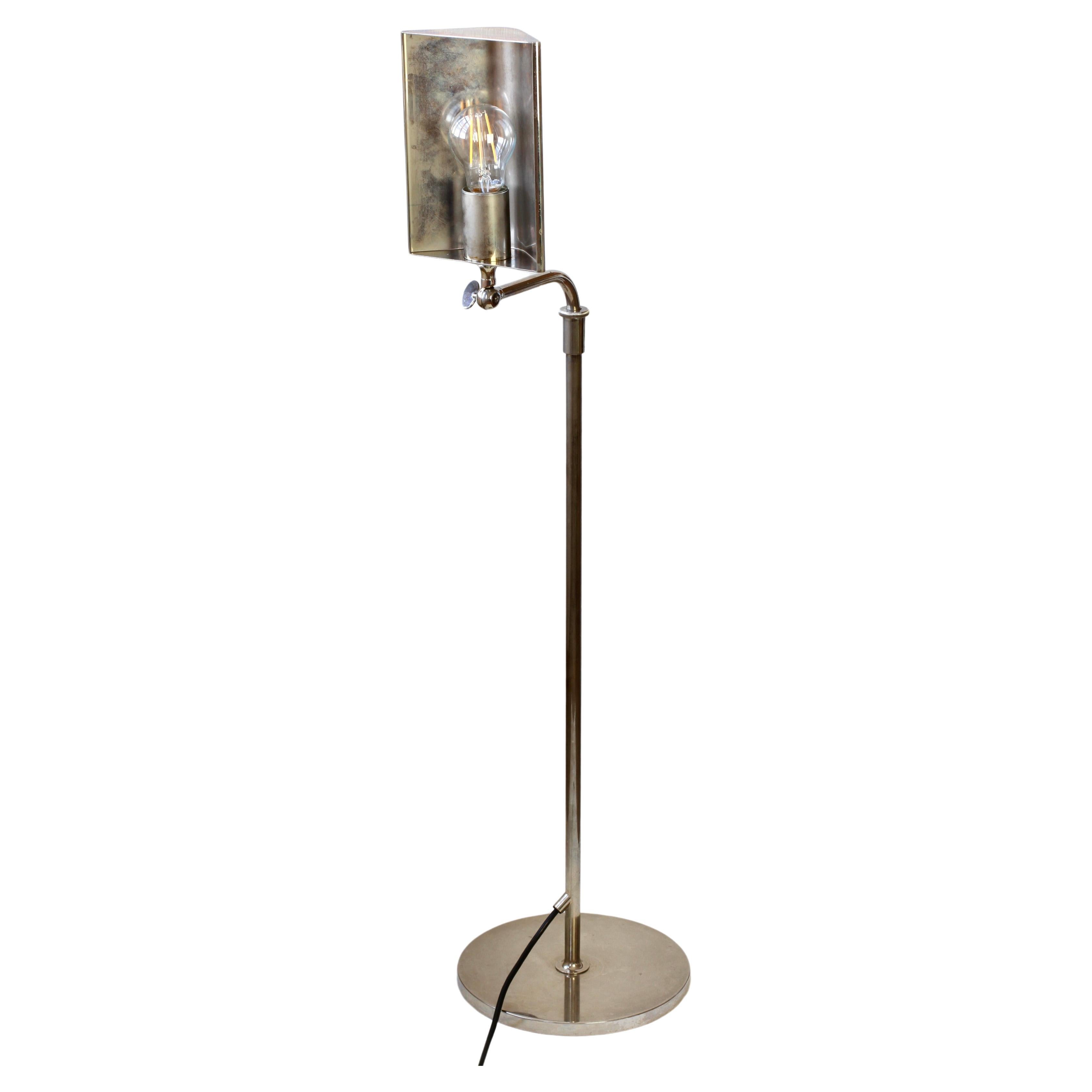 Mid-Century Modern Florian Schulz Mid-Century Vintage Modernist Nickel Adjustable Floor Lamp Light For Sale