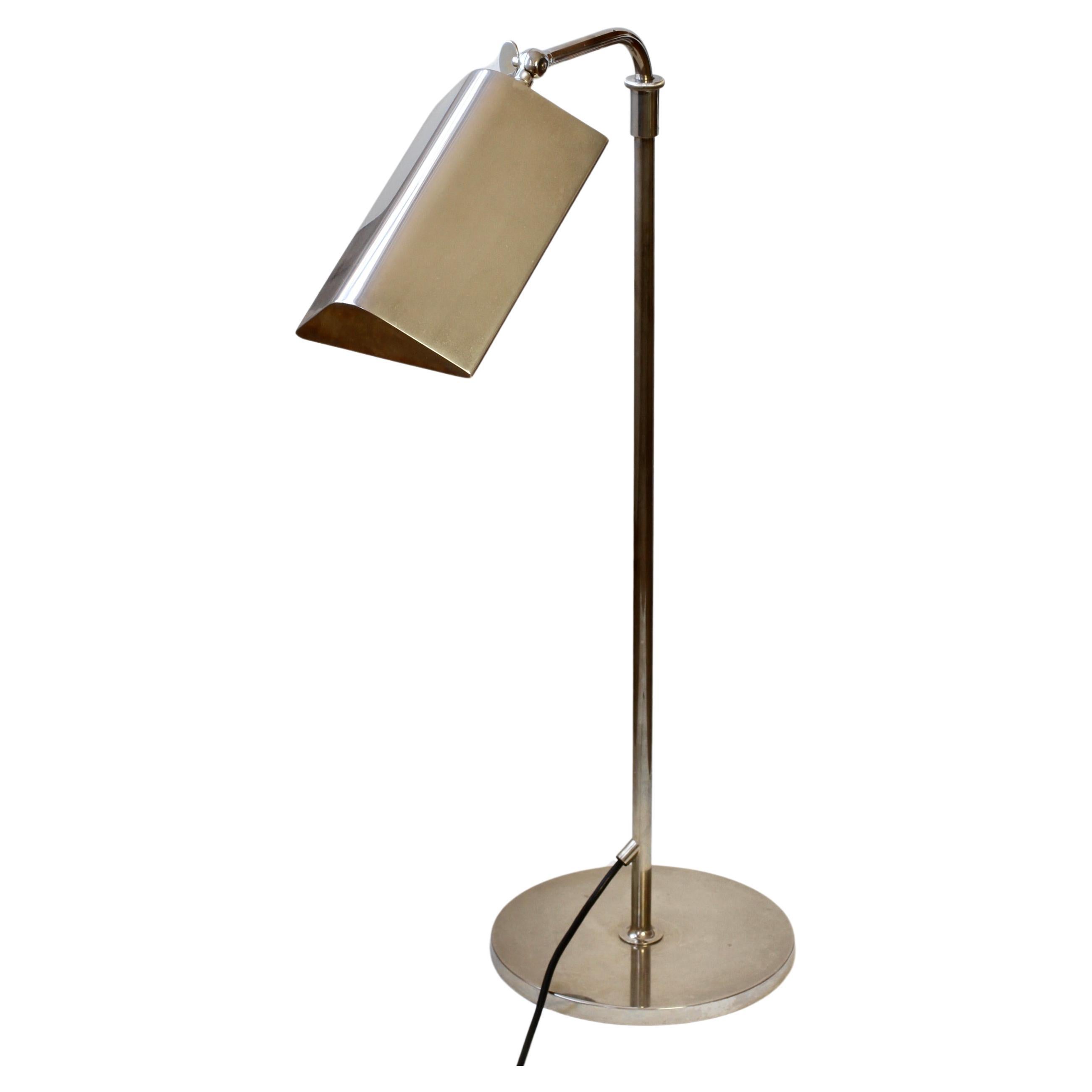 Late 20th Century Florian Schulz Mid-Century Vintage Modernist Nickel Adjustable Floor Lamp Light For Sale