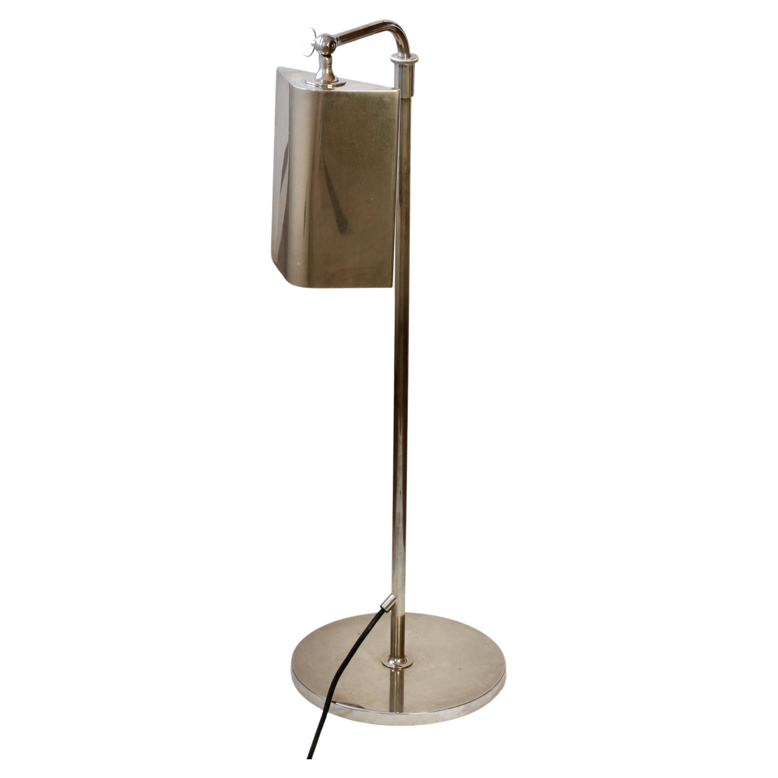 Metal Florian Schulz Mid-Century Vintage Modernist Nickel Adjustable Floor Lamp Light For Sale