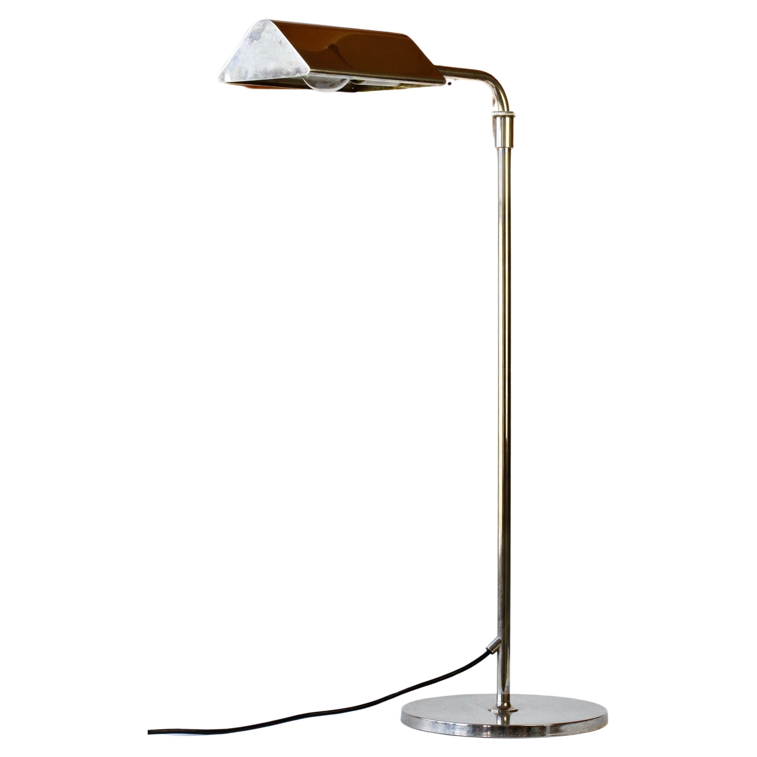 Florian Schulz Mid-Century Vintage Modernist Nickel Adjustable Floor Lamp Light For Sale