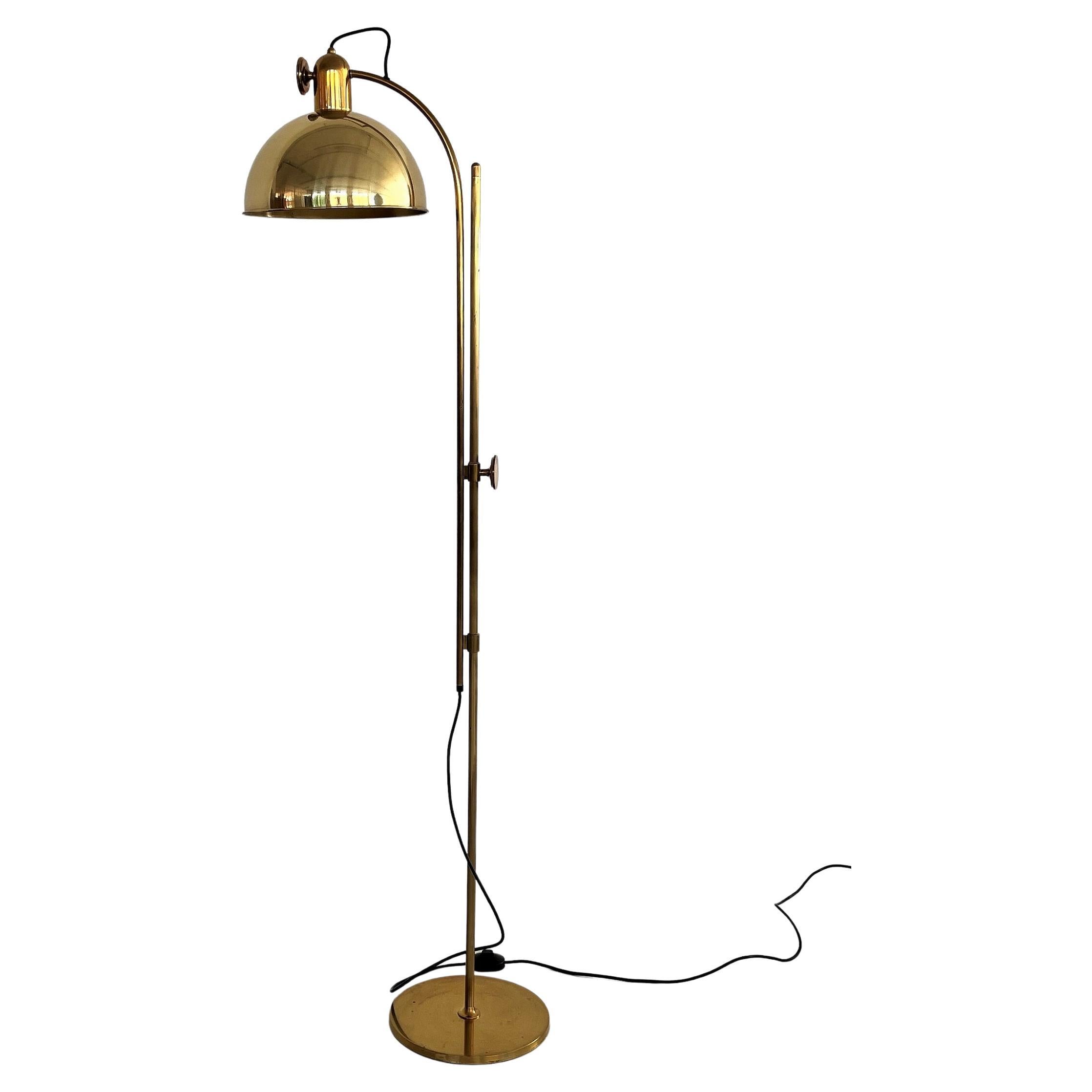 Florian Schulz lampadaire réglable mi-siècle en laiton complet, années 1970