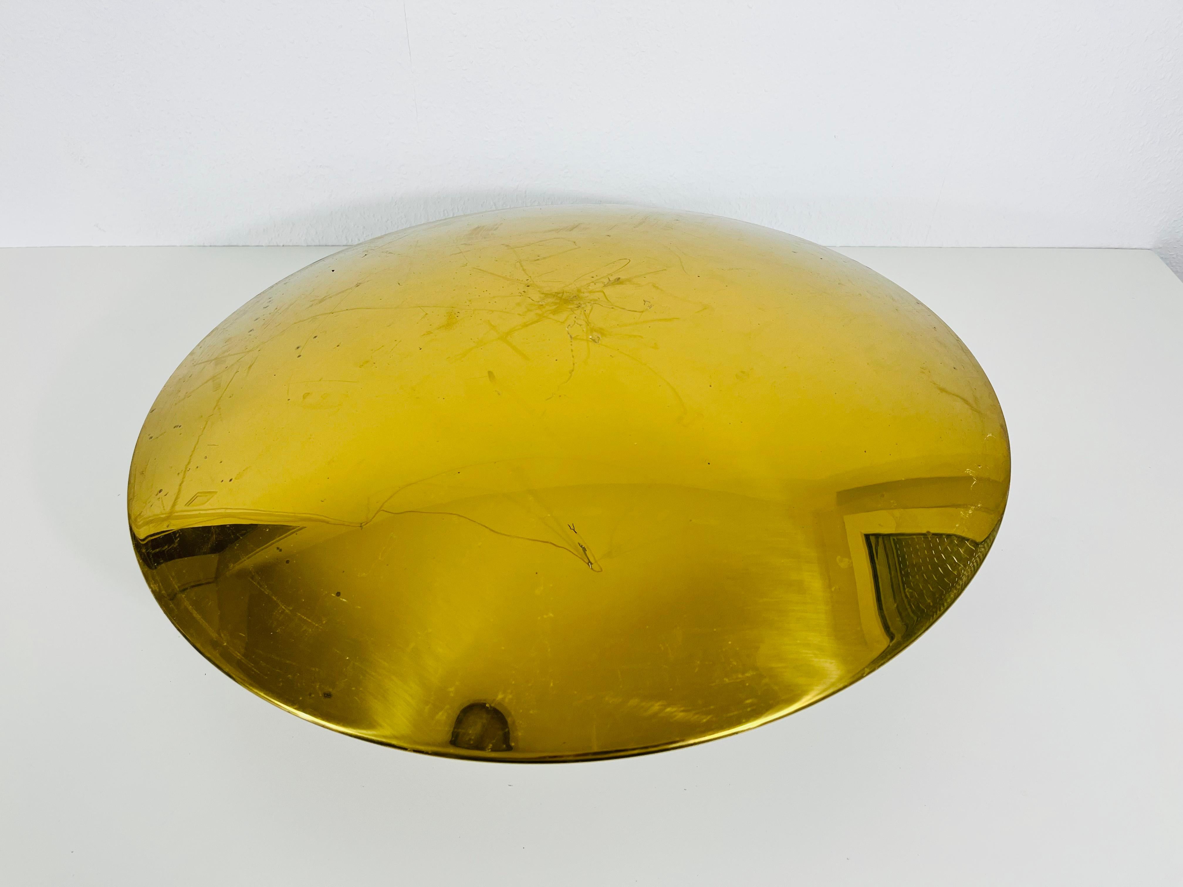 Mid-Century Modern Florian Schulz Midcentury Brass Flush Mount, 1960s