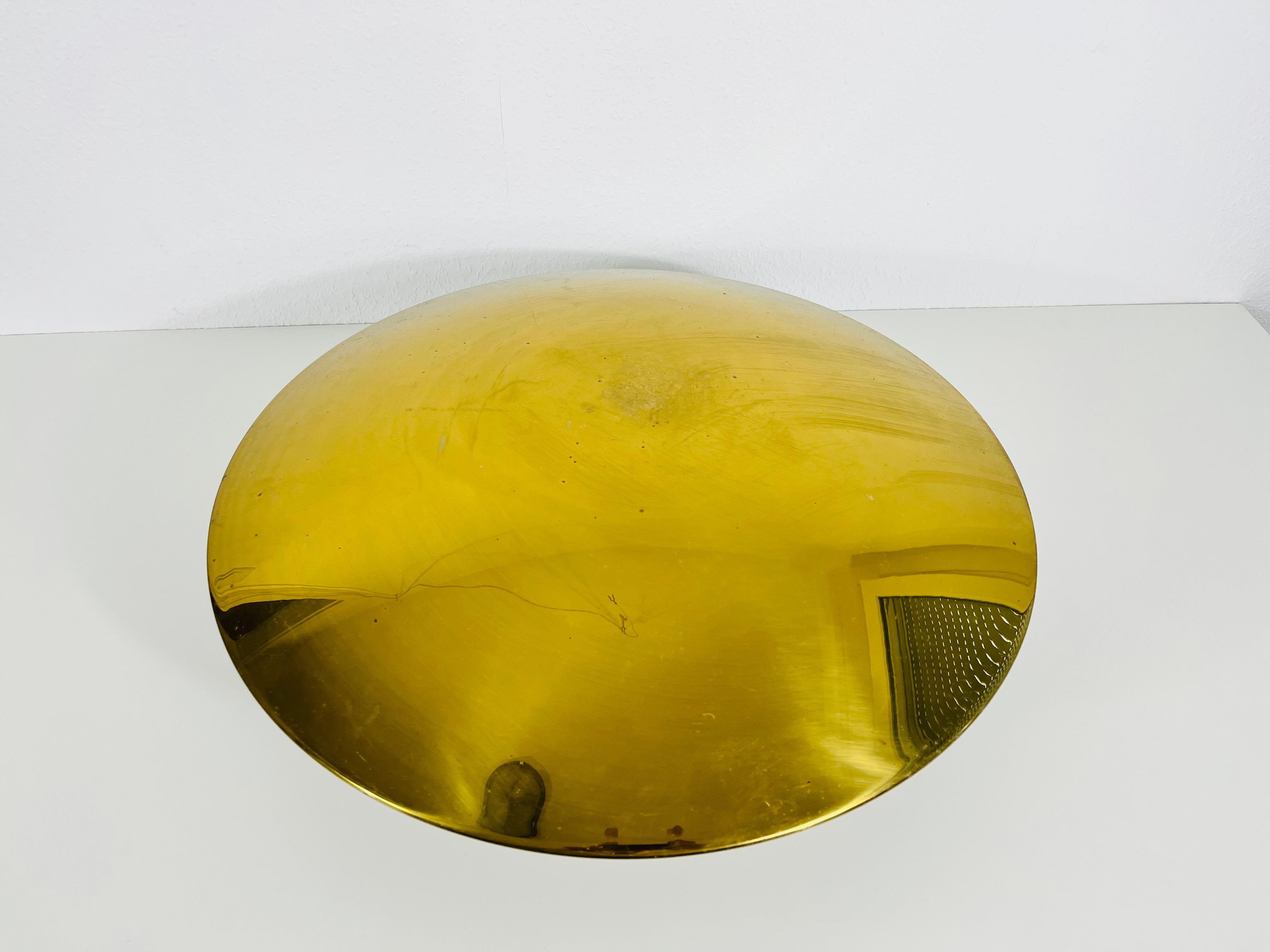 German Florian Schulz Midcentury Brass Flush Mount, 1960s For Sale