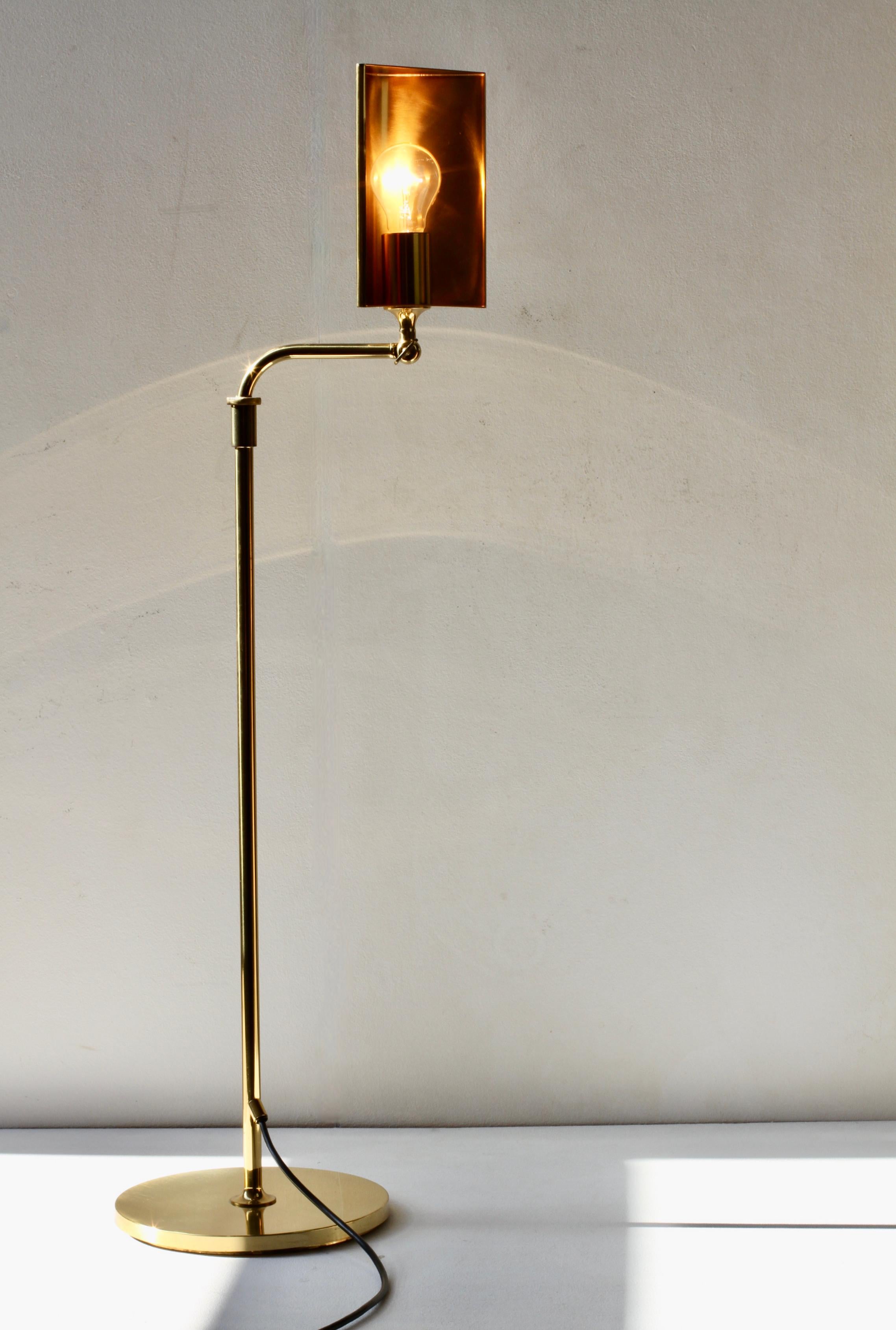 Florian Schulz lampadaire réglable en laiton moderniste vintage du milieu du siècle dernier, années 1970 en vente 3