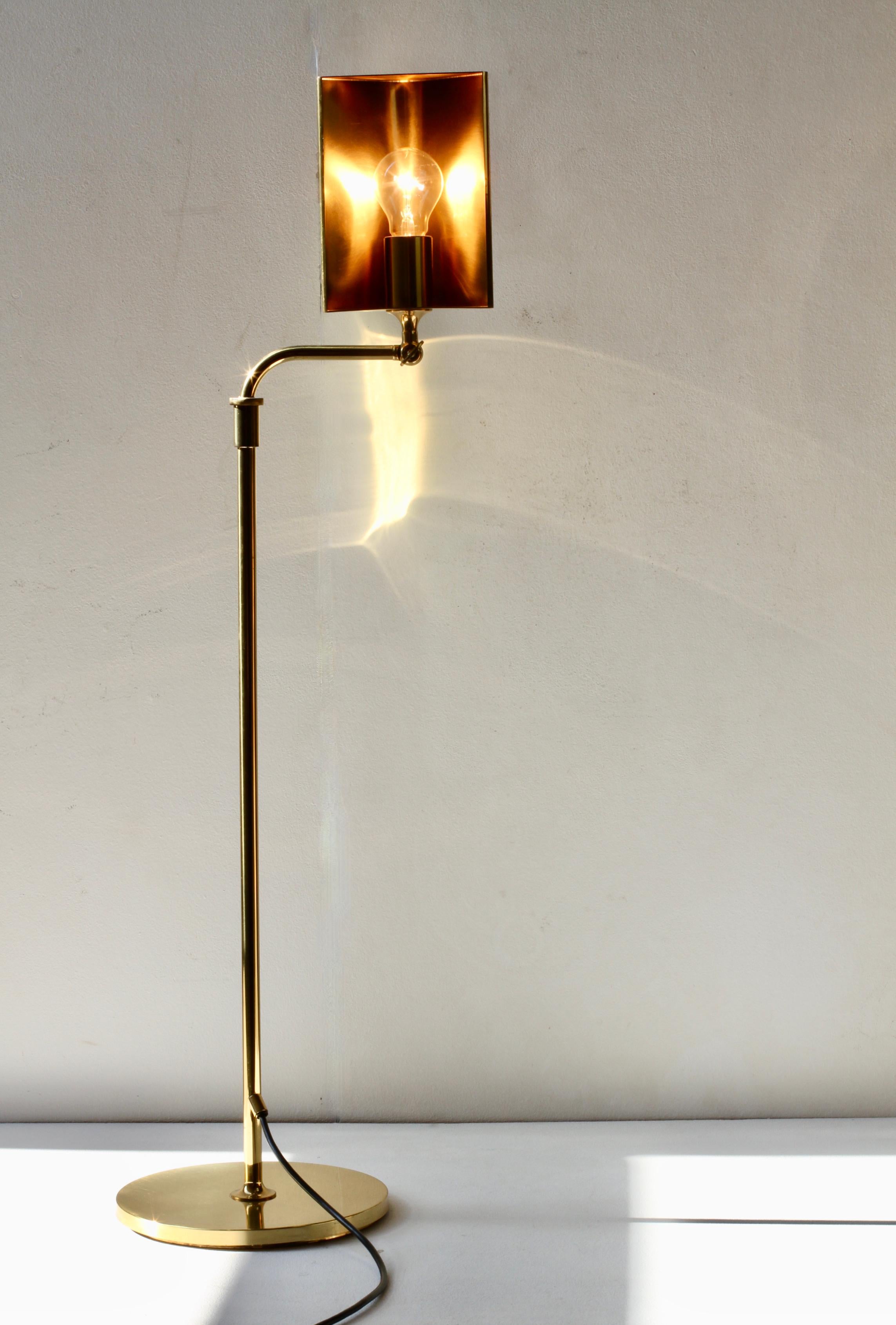 Florian Schulz lampadaire réglable en laiton moderniste vintage du milieu du siècle dernier, années 1970 en vente 4