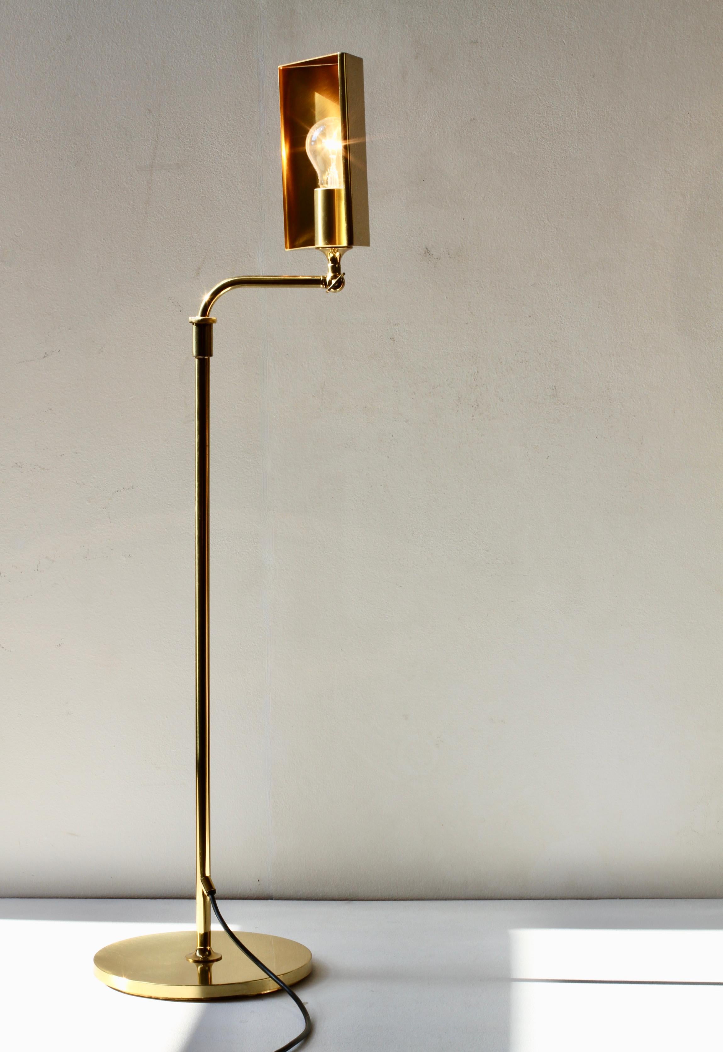 Florian Schulz lampadaire réglable en laiton moderniste vintage du milieu du siècle dernier, années 1970 en vente 5