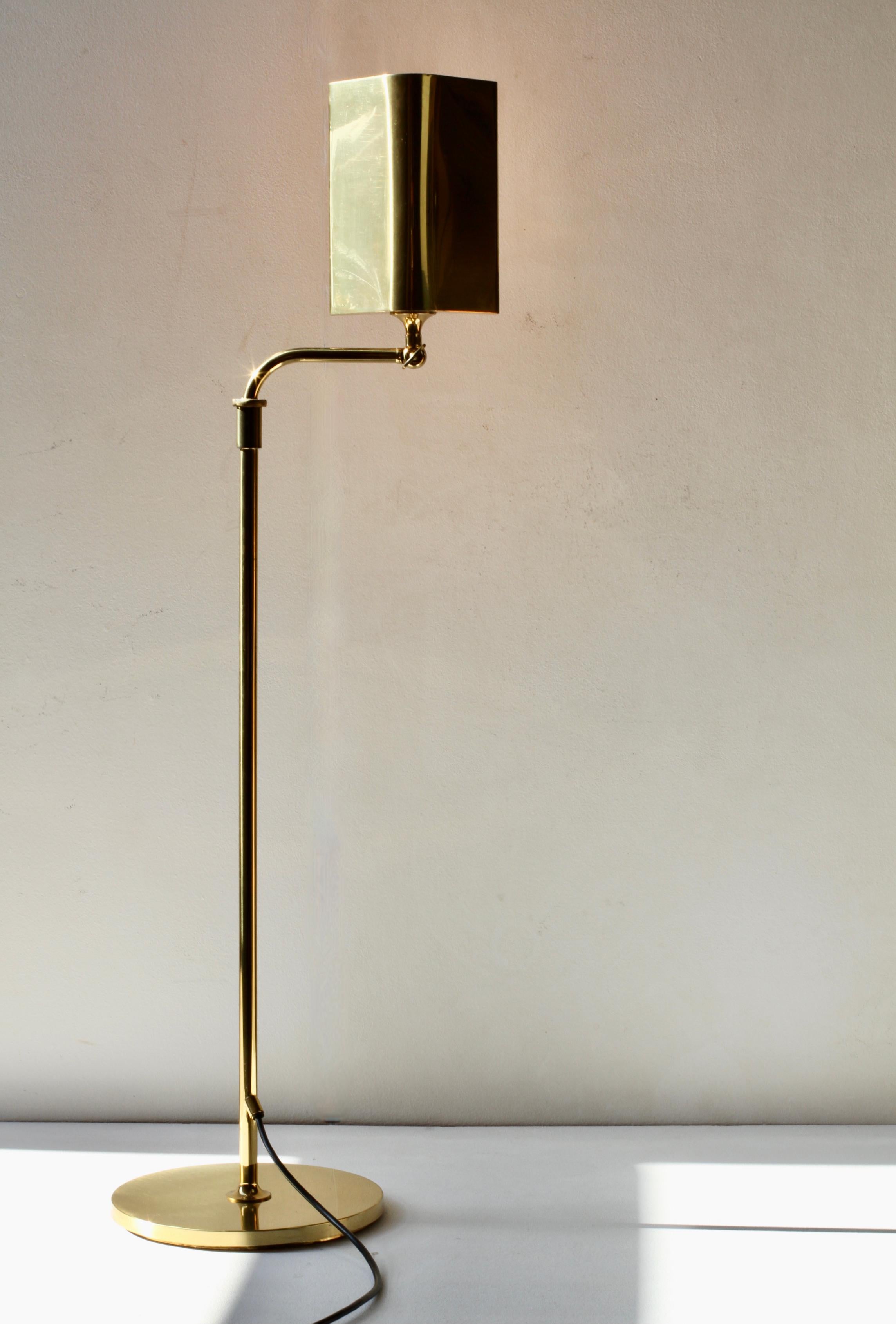 Florian Schulz lampadaire réglable en laiton moderniste vintage du milieu du siècle dernier, années 1970 en vente 7