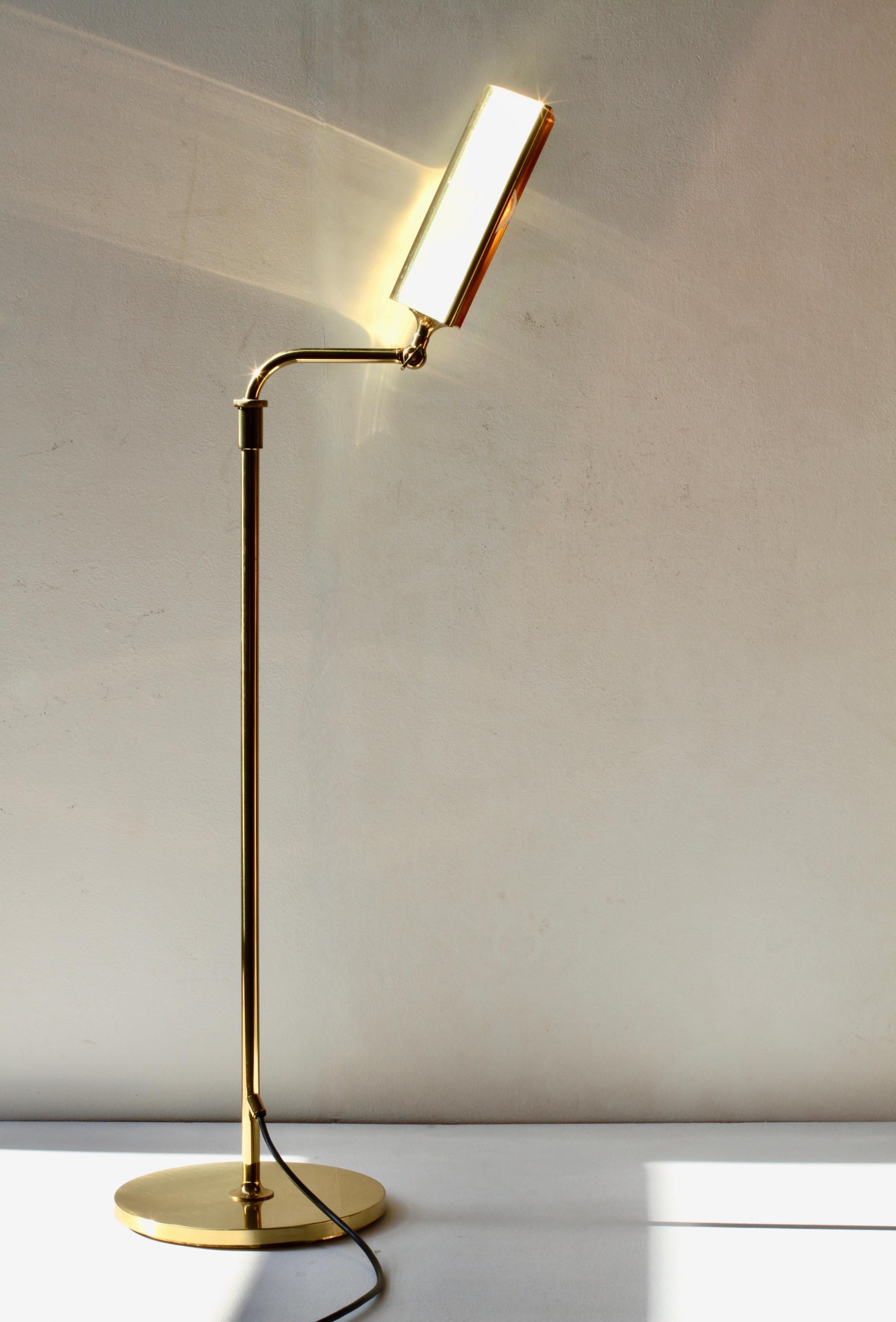 Florian Schulz lampadaire réglable en laiton moderniste vintage du milieu du siècle dernier, années 1970 en vente 1