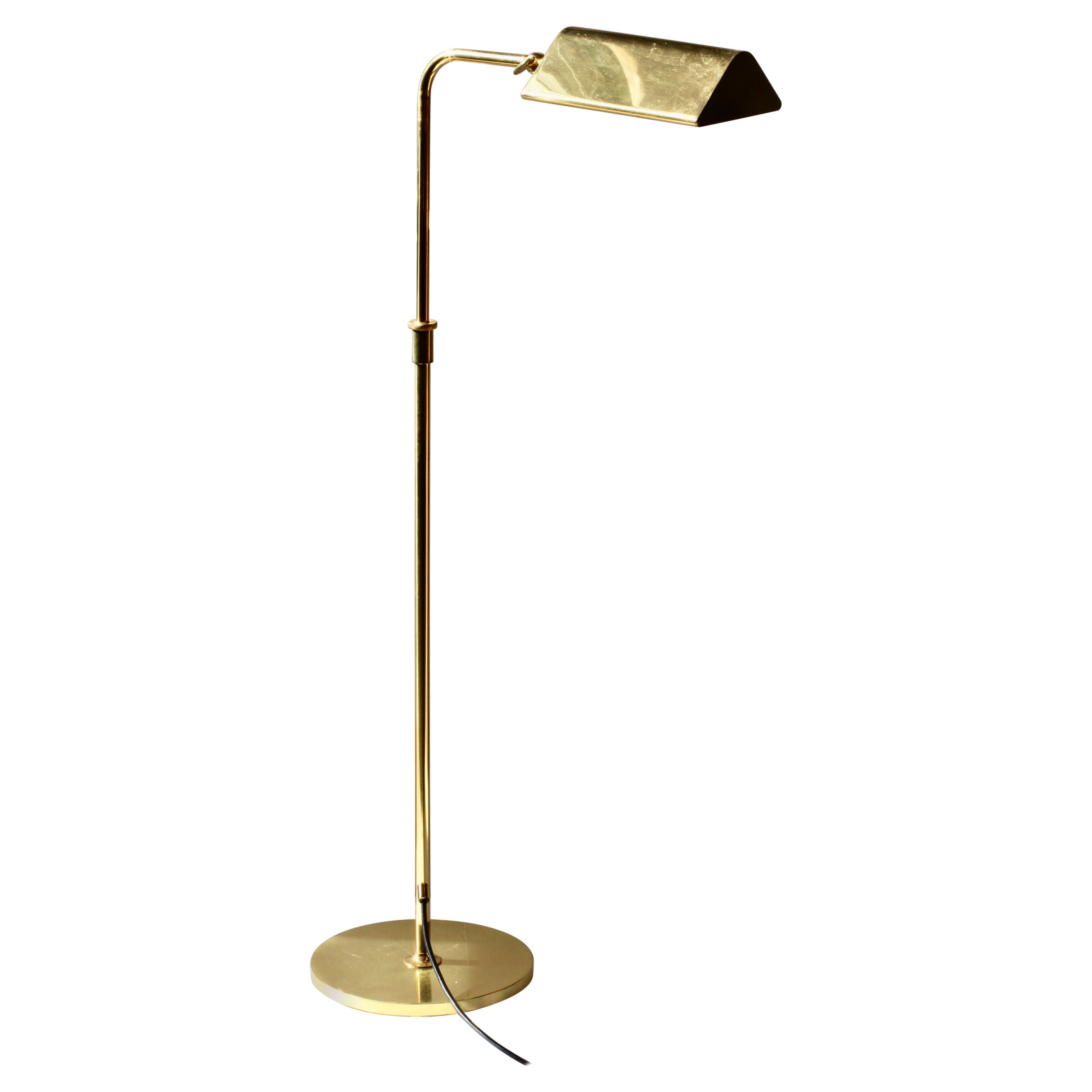 Verstellbare Stehlampe, Midcentury Vintage Modernist Messing 1970er Jahre, Florian Schulz