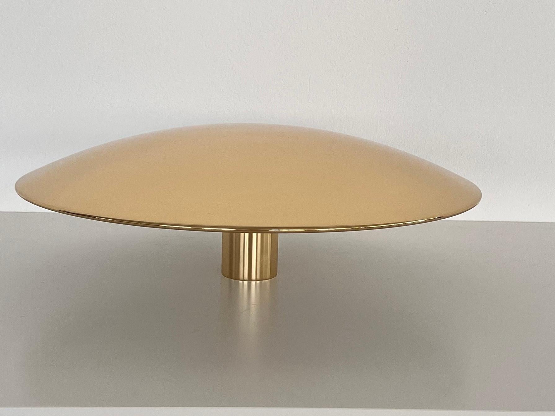 Florian Schulz Modernist large Flush Mount Light in polished Brass, 1970s 5