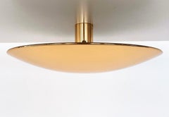 Florian Schulz Modernist large Flush Mount Light in polished Brass, 1970s