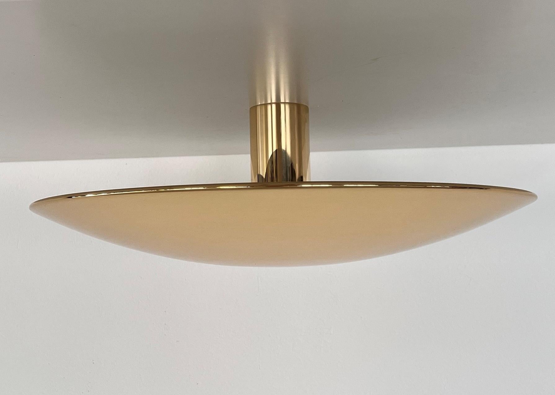 Polished Florian Schulz Modernist large Flush Mount Light in polished Brass, 1970s