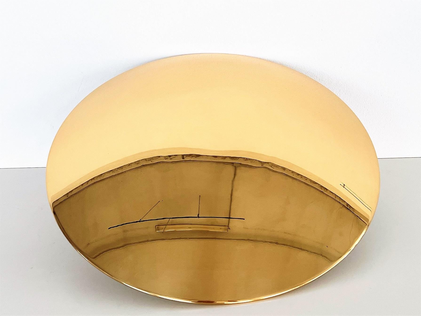 Florian Schulz Modernist large Flush Mount Light in polished Brass, 1970s 1