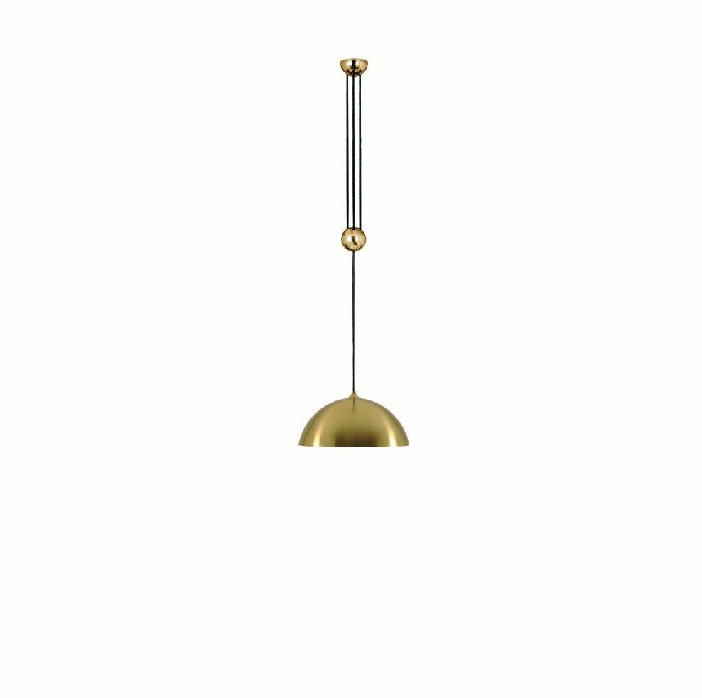 XXIe siècle et contemporain Florian Schulz New Mid-Century Modern Brushed Brass Adjustable Pendant Light (lampe à suspension réglable en laiton brossé) en vente