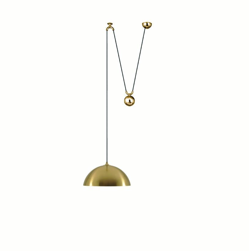 Florian Schulz New Mid-Century Modern Brushed Brass Adjustable Pendant Light (lampe à suspension réglable en laiton brossé) en vente 1