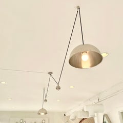 Florian Schulz Nickel Double Counter Balance Chandelier, 1980s Germany