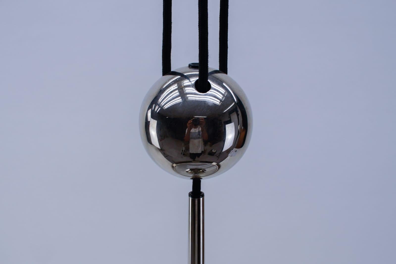 Florian Schulz Nickel Plated Pendant Lamp with Counterweight, Germany, 1970s For Sale 8