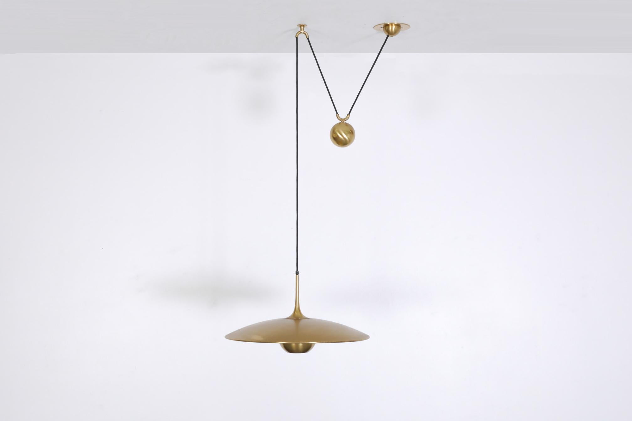 Mid-Century Modern Florian Schulz 'Onos 55' Brass Counterweight Ceiling Lamp