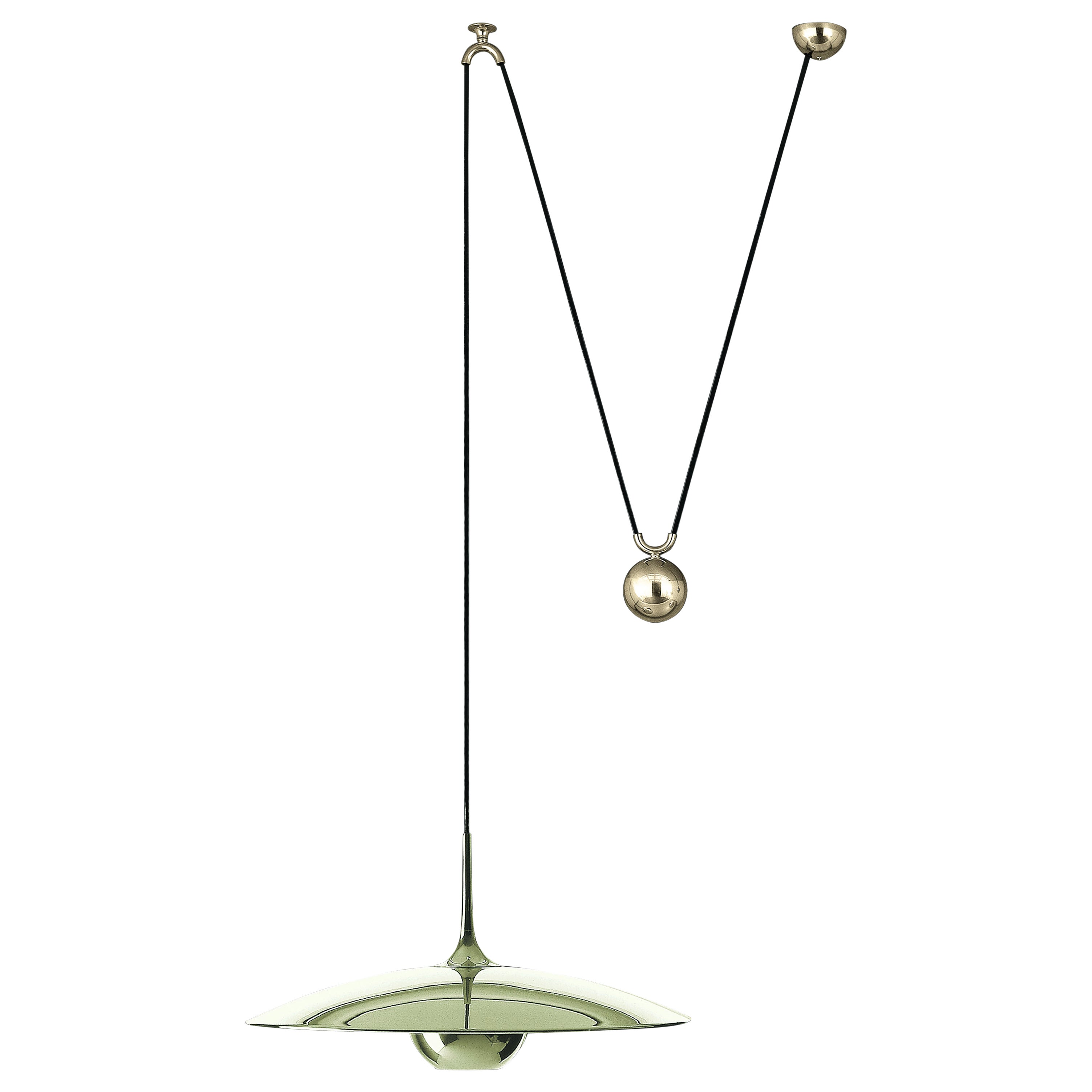 Florian Schulz 'Onos 55', lampada a sospensione regolabile e controbilanciata in ottone nichelato in vendita