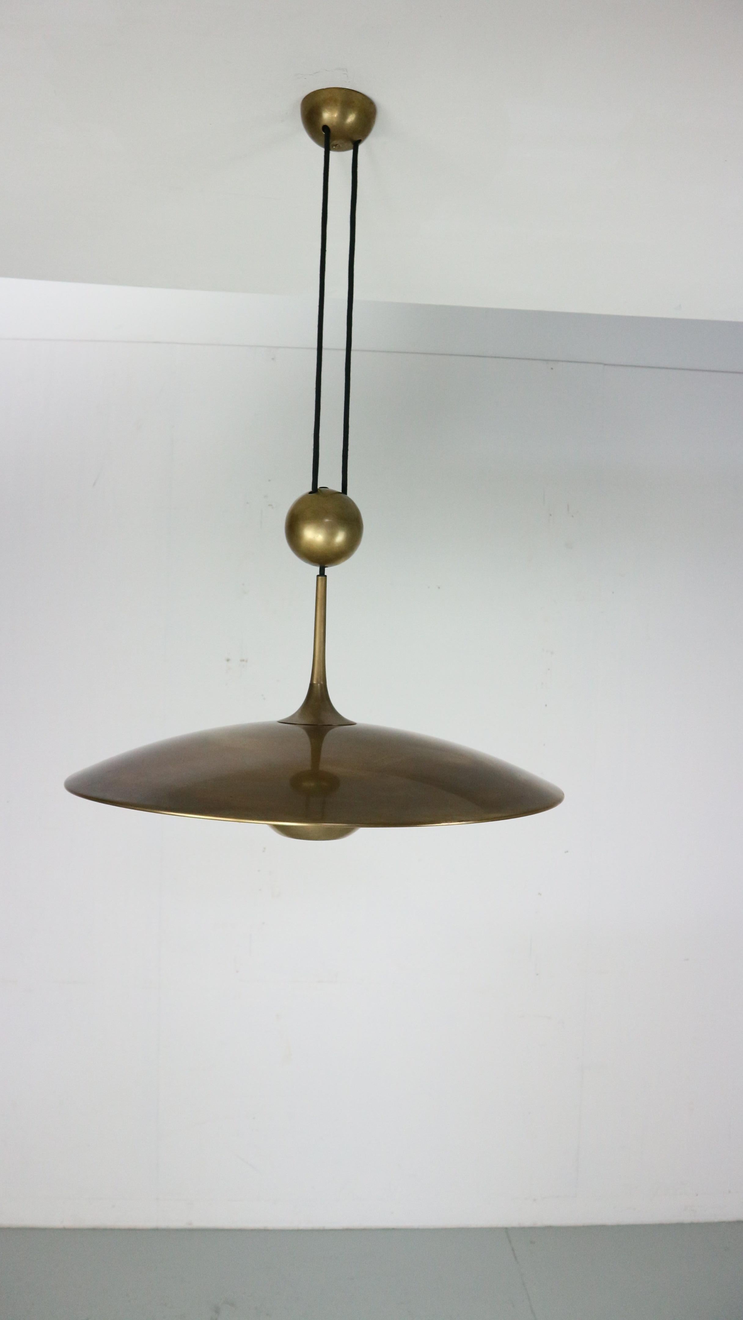 Florian Schulz Patinated Brass Pendant  'Onos 55' Counterweight, 1960s 9