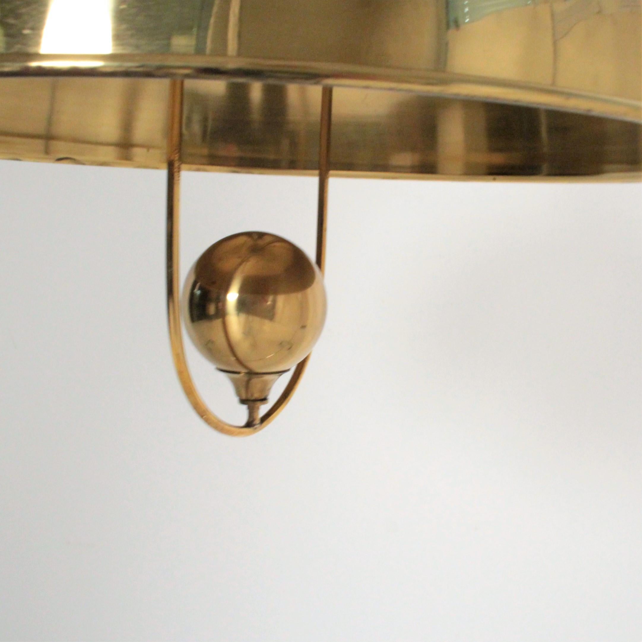 Mid-Century Modern Florian Schulz Pendant Brass with Weight Light, Germany, 1970 For Sale