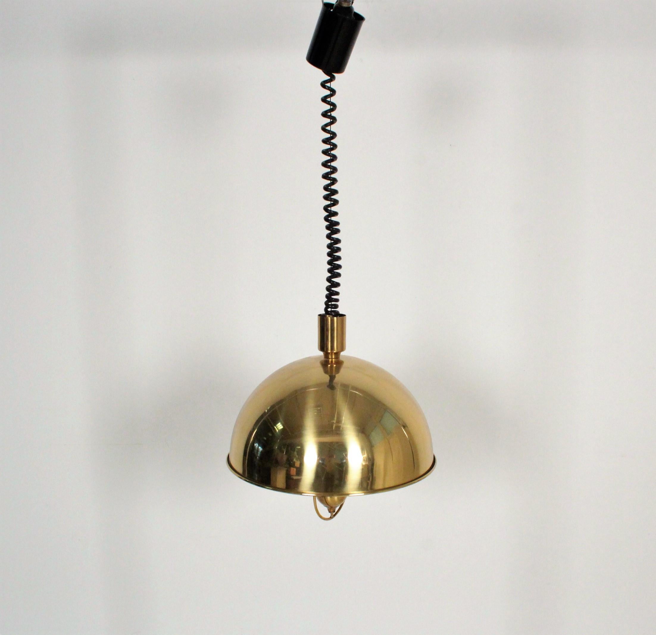 Florian Schulz Pendant Brass with Weight Light, Germany, 1970 For Sale 2
