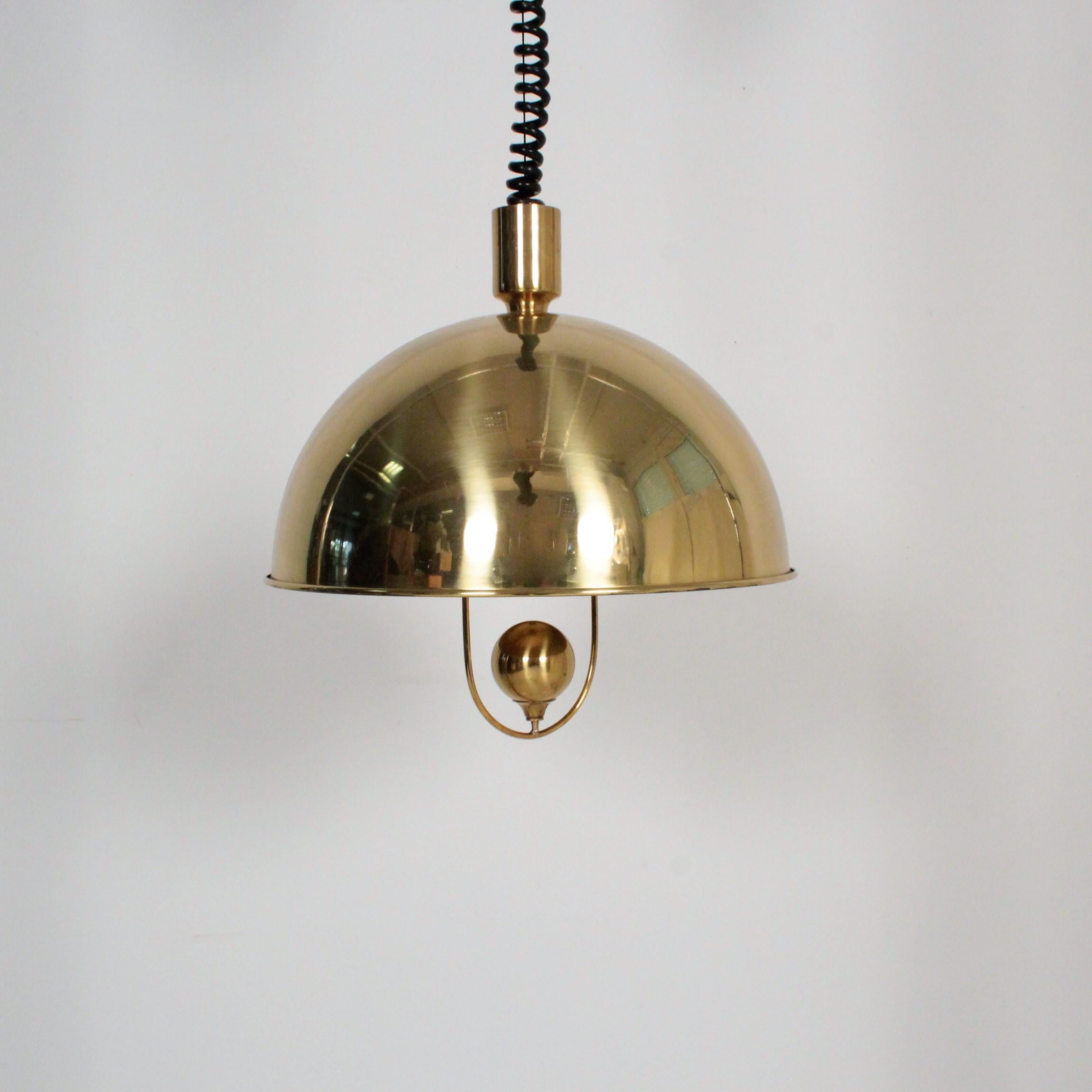 Florian Schulz Pendant Brass with Weight Light, Germany, 1970 For Sale 3