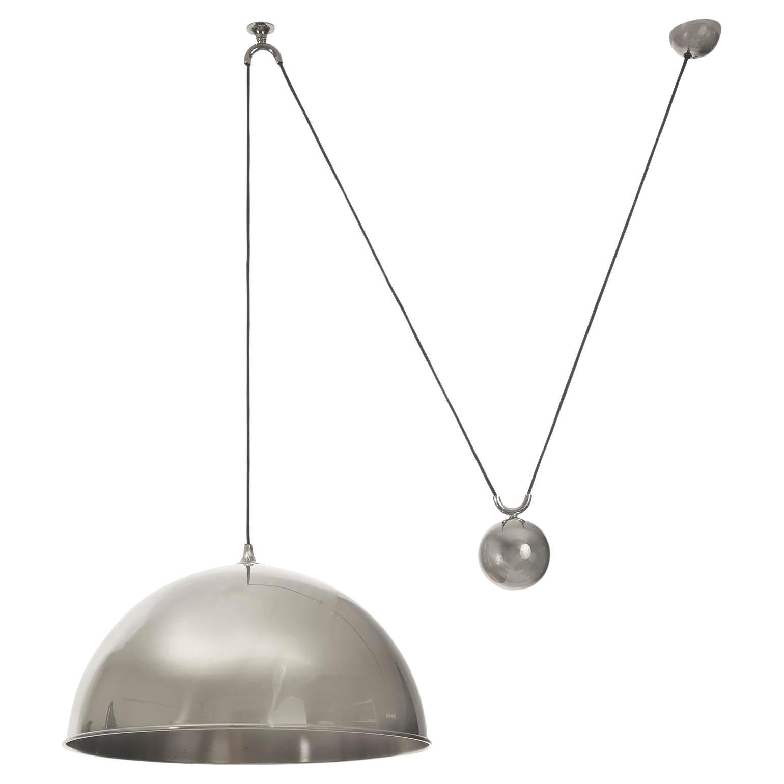 Florian Schulz Pendant Light Counterweight Counterbalance Patinated Nickel, 1970 For Sale