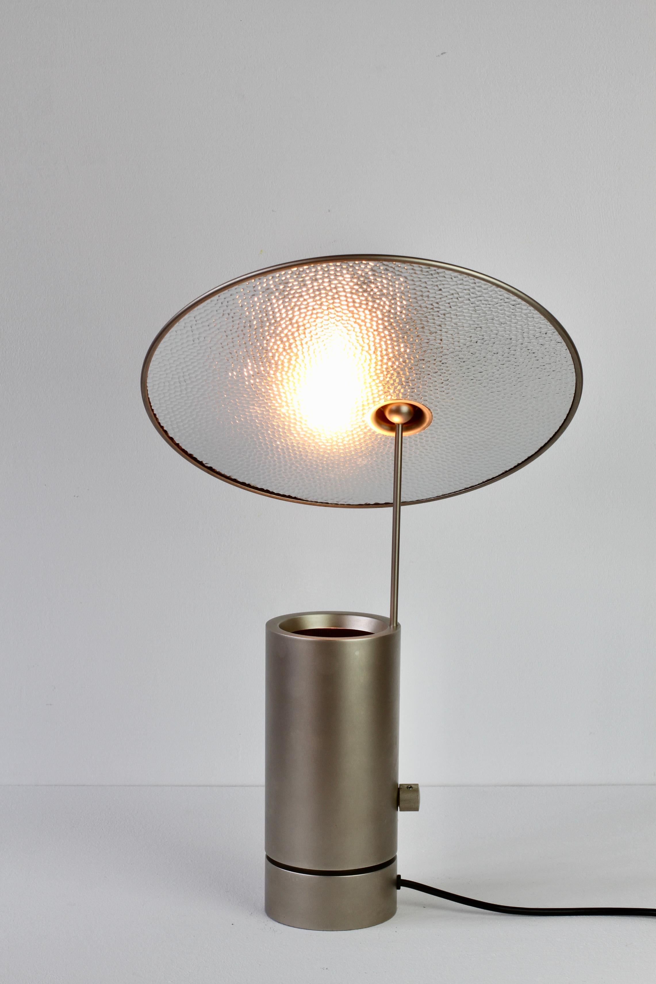 Florian Schulz Rare 'TOS' Vintage Modernist Brushed Satin Nickel Table Lamp For Sale 4